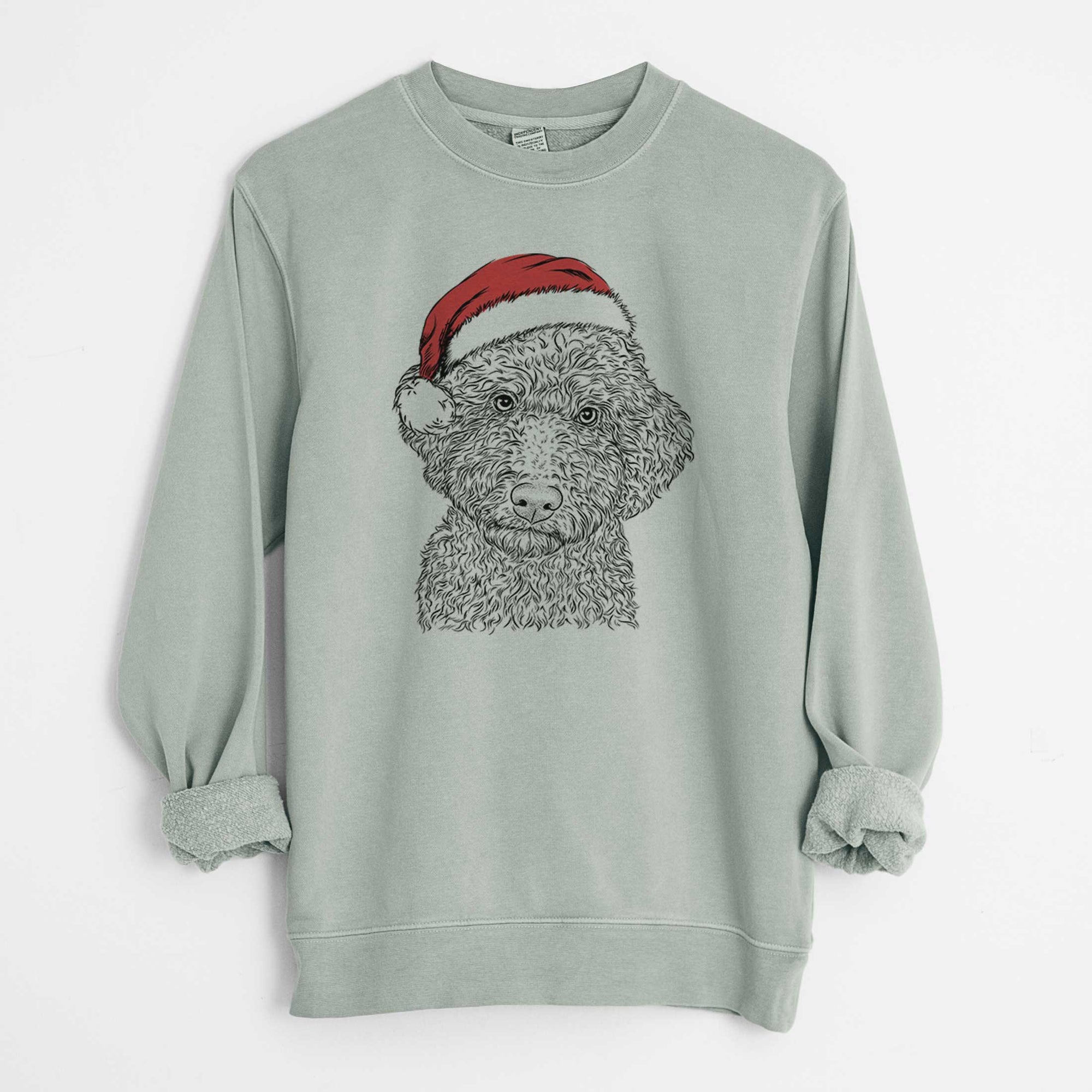 Santa Ross the Lagotto Romagnolo - Unisex Pigment Dyed Crew Sweatshirt