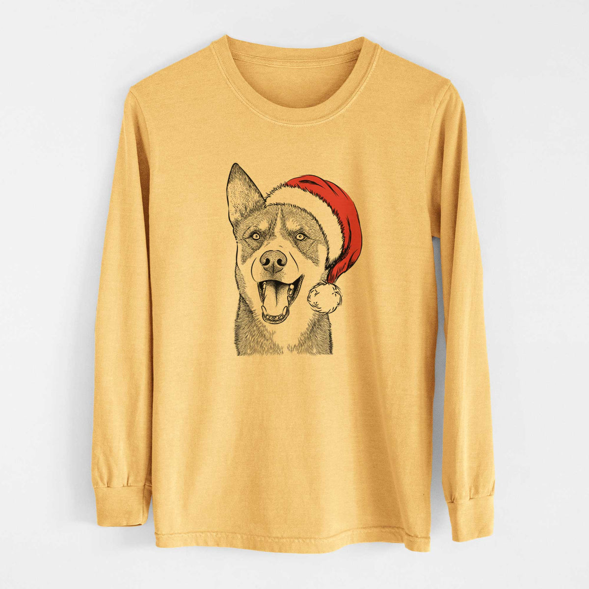 Santa Roux the Siberian Husky - Heavyweight 100% Cotton Long Sleeve