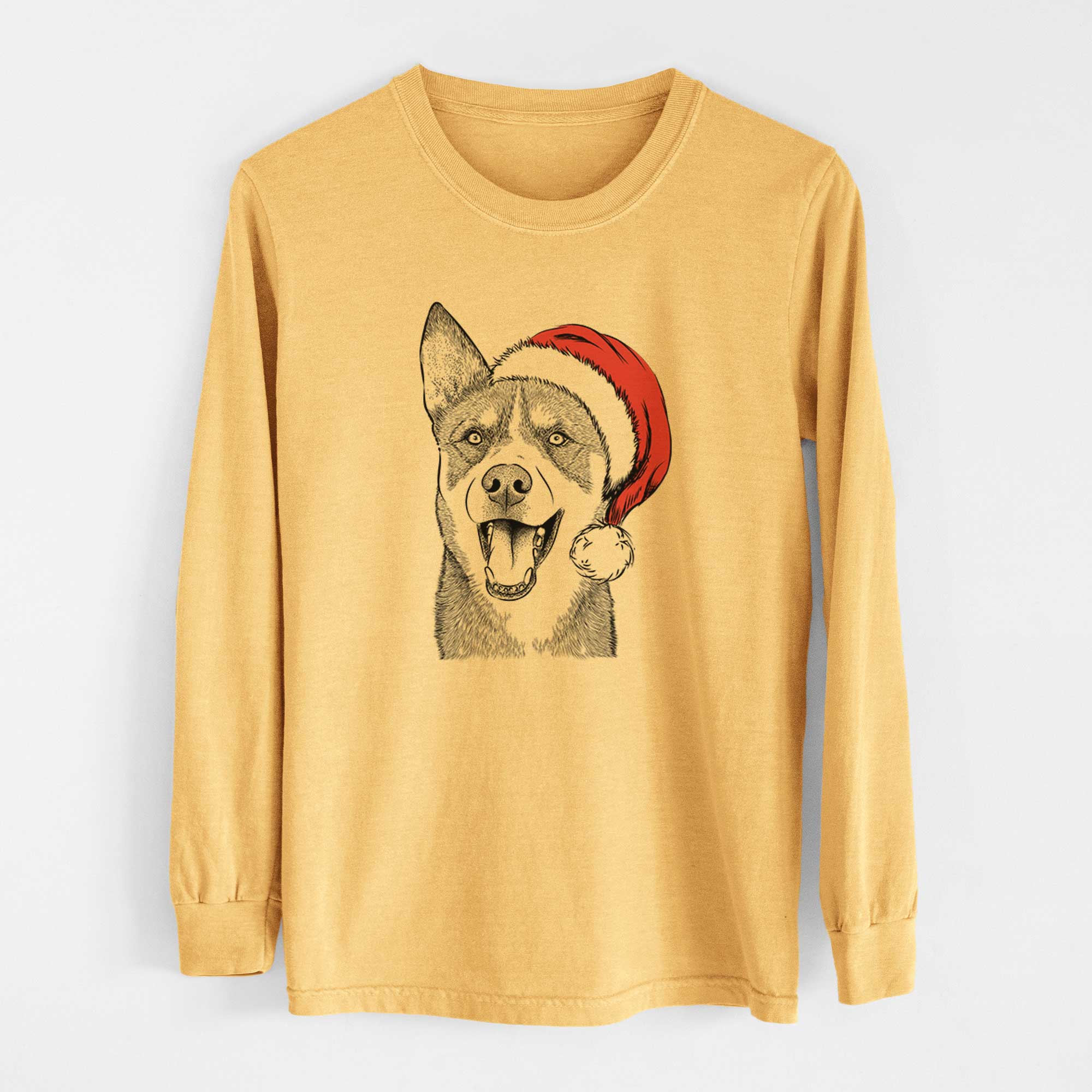 Santa Roux the Siberian Husky - Heavyweight 100% Cotton Long Sleeve