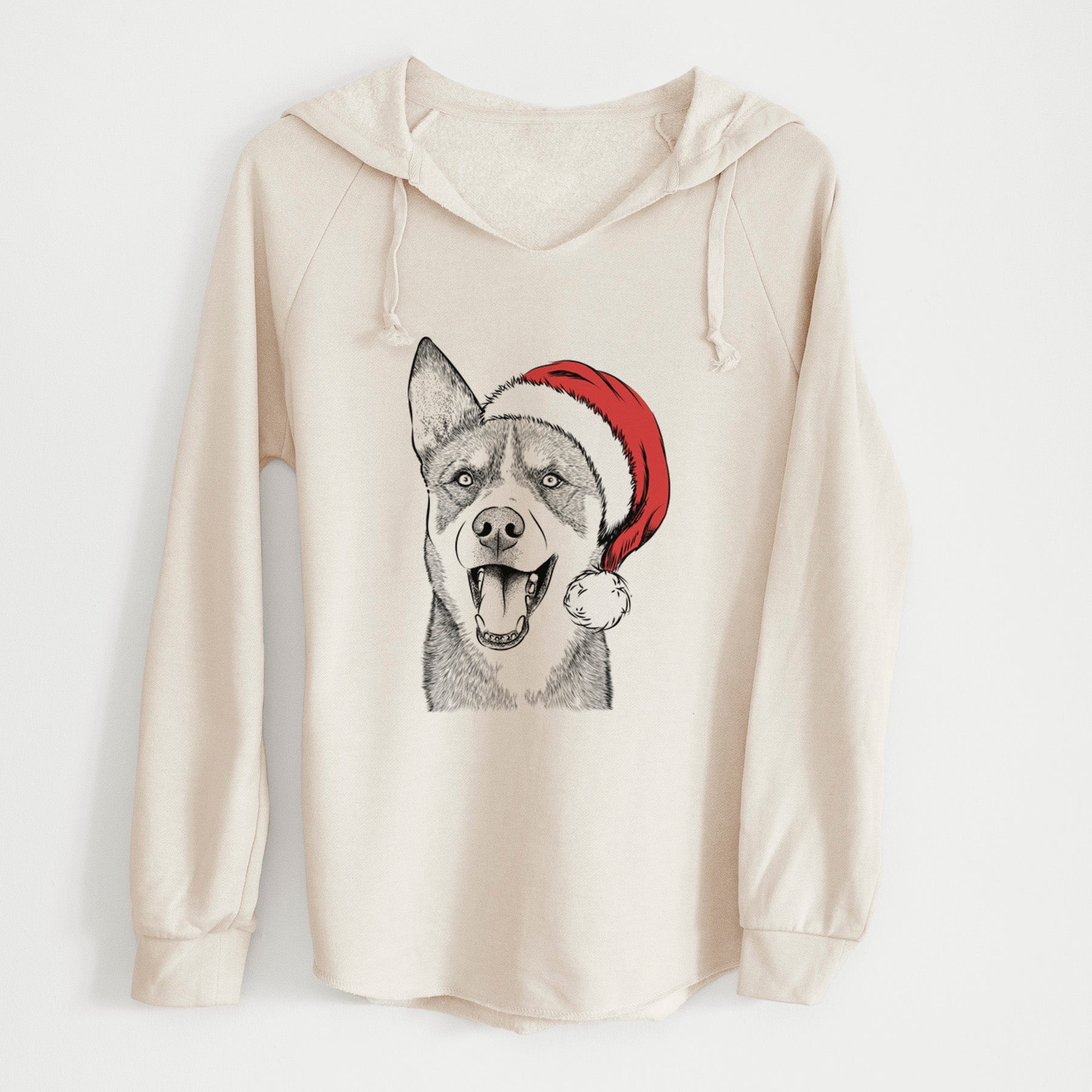 Santa Roux the Siberian Husky - Cali Wave Hooded Sweatshirt