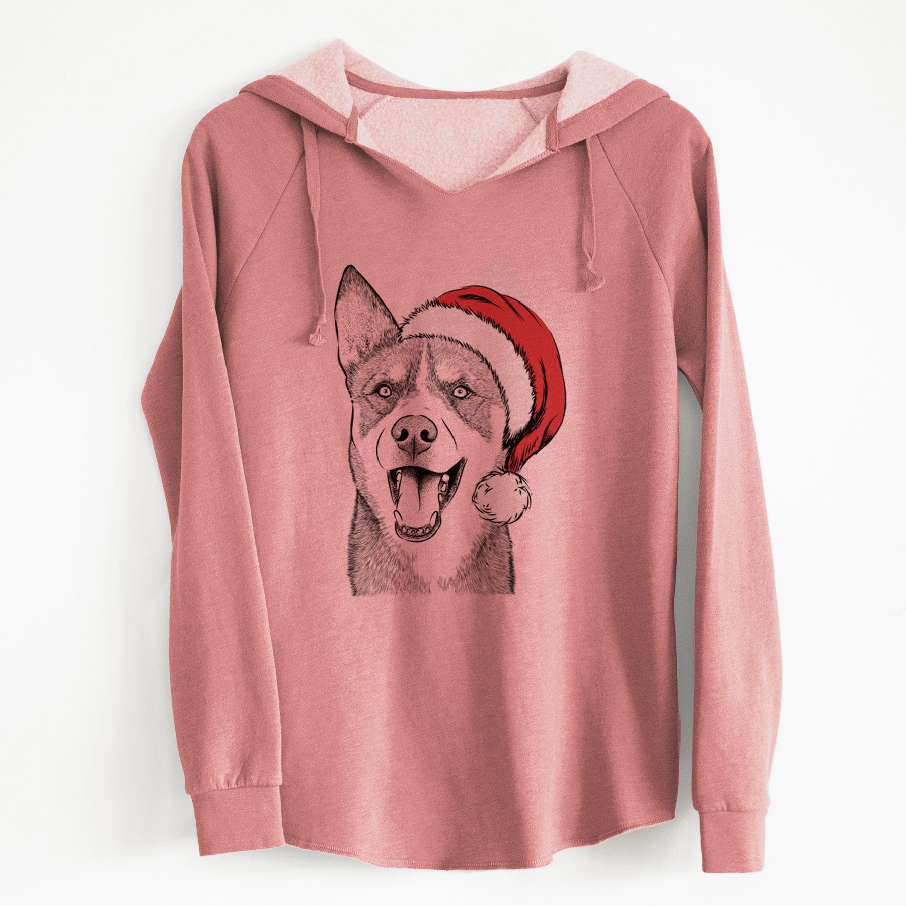 Santa Roux the Siberian Husky - Cali Wave Hooded Sweatshirt