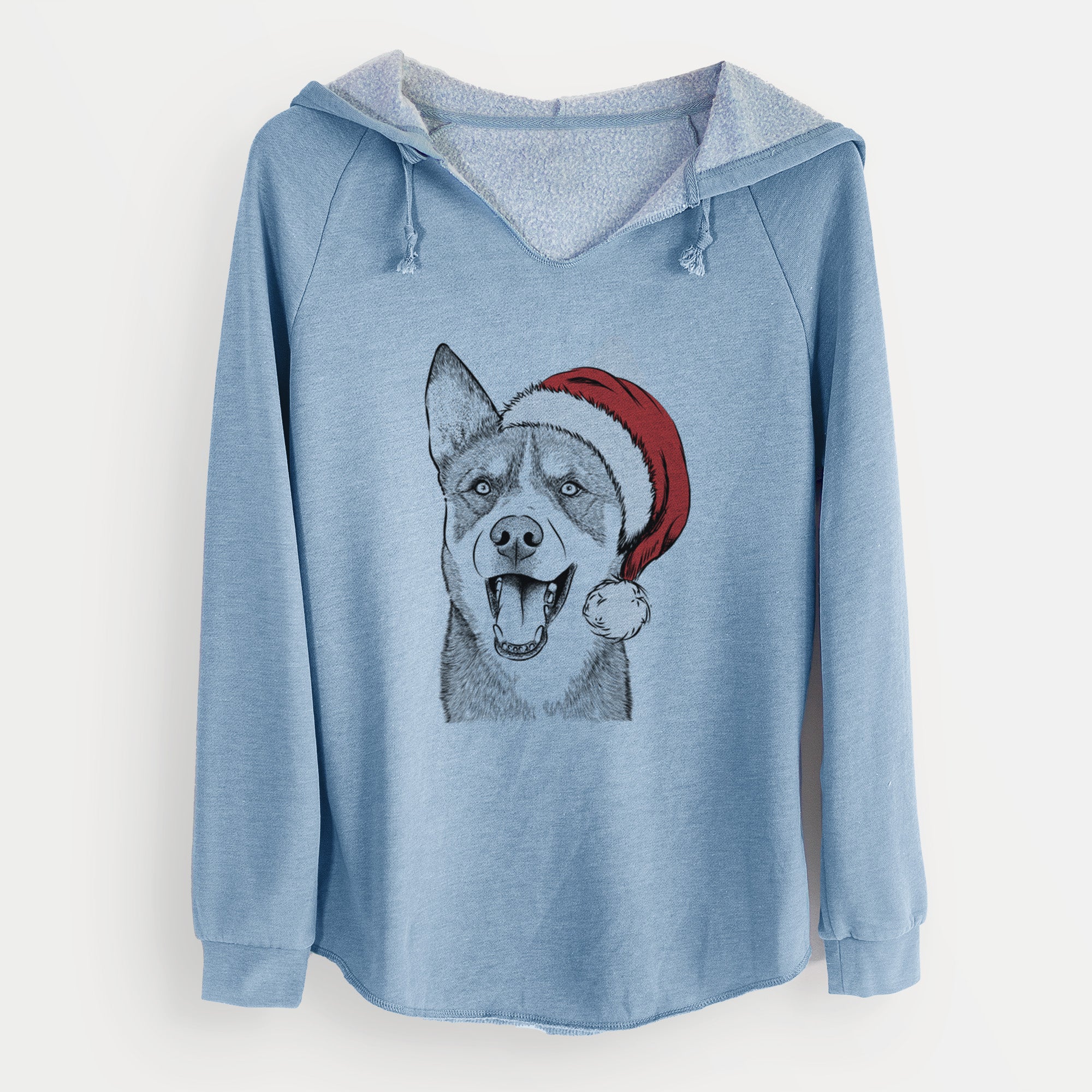 Santa Roux the Siberian Husky - Cali Wave Hooded Sweatshirt