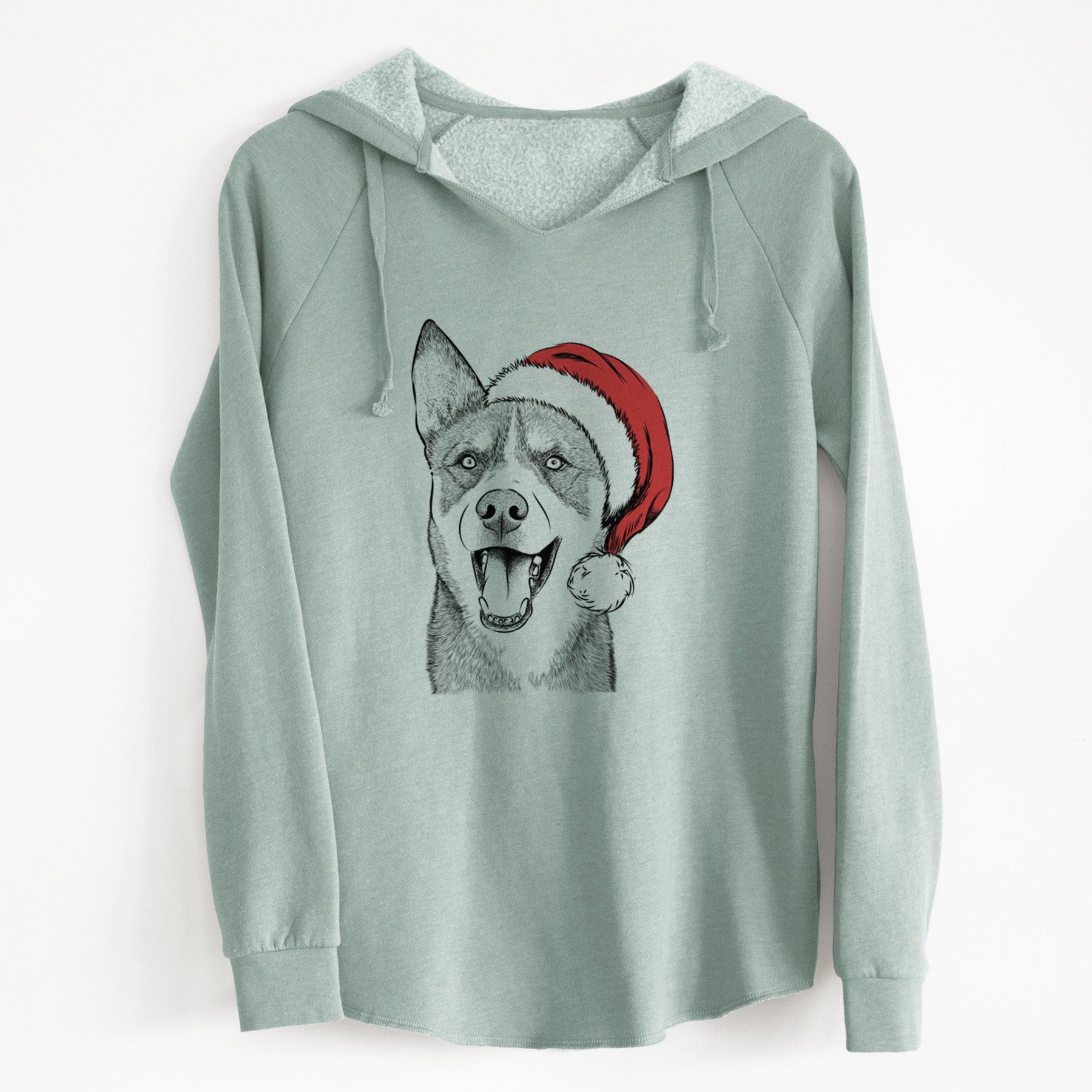 Santa Roux the Siberian Husky - Cali Wave Hooded Sweatshirt