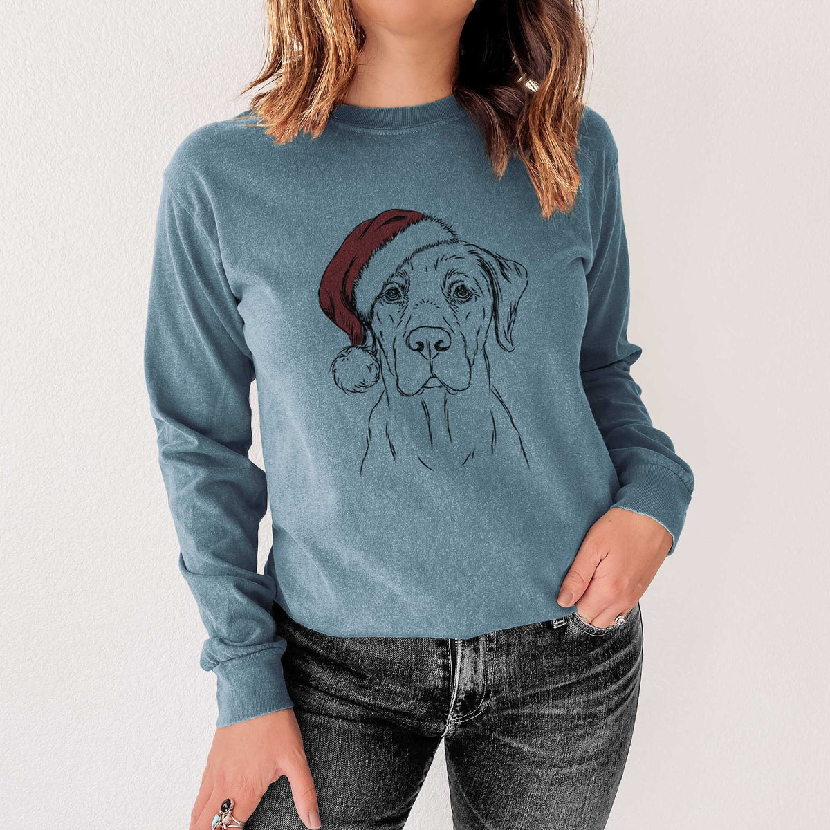 Santa Rowdy the Labrador Retriever - Heavyweight 100% Cotton Long Sleeve