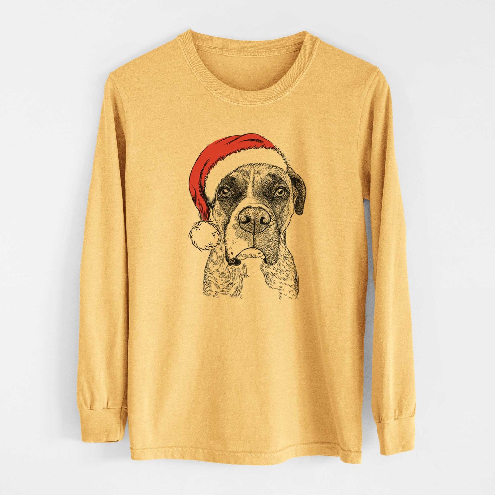 Santa Rowdy Rex the Boxer - Heavyweight 100% Cotton Long Sleeve