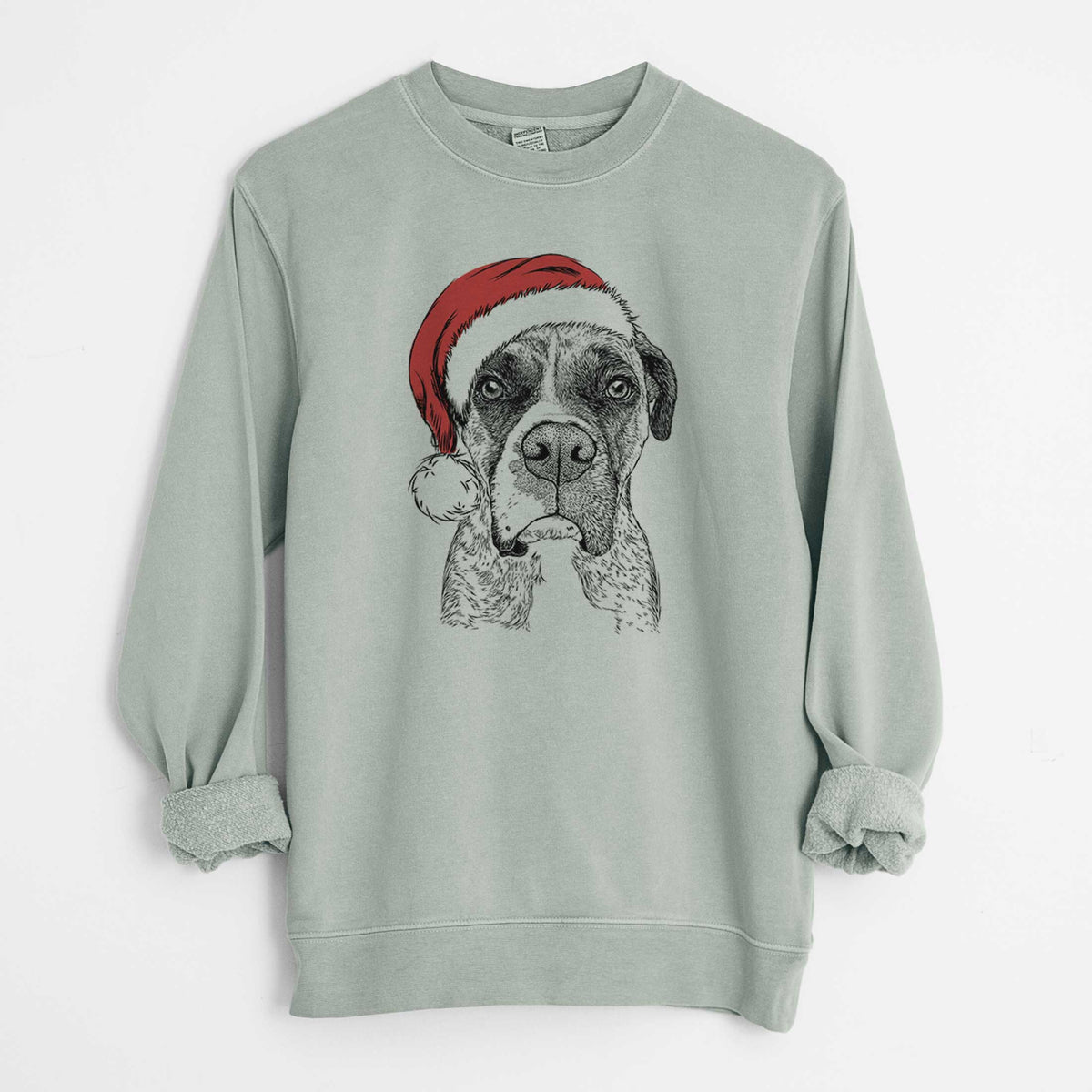 Santa Rowdy Rex the Boxer - Unisex Pigment Dyed Crew Sweatshirt
