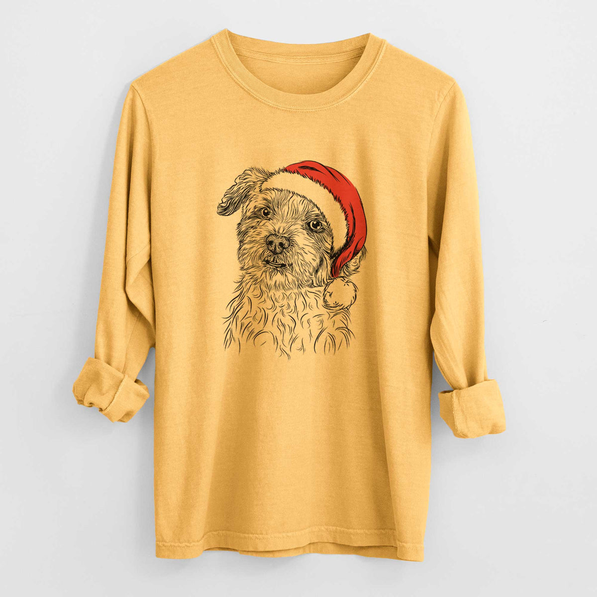 Santa Roxie the Schnauzer Shih Tzu Mix - Heavyweight 100% Cotton Long Sleeve