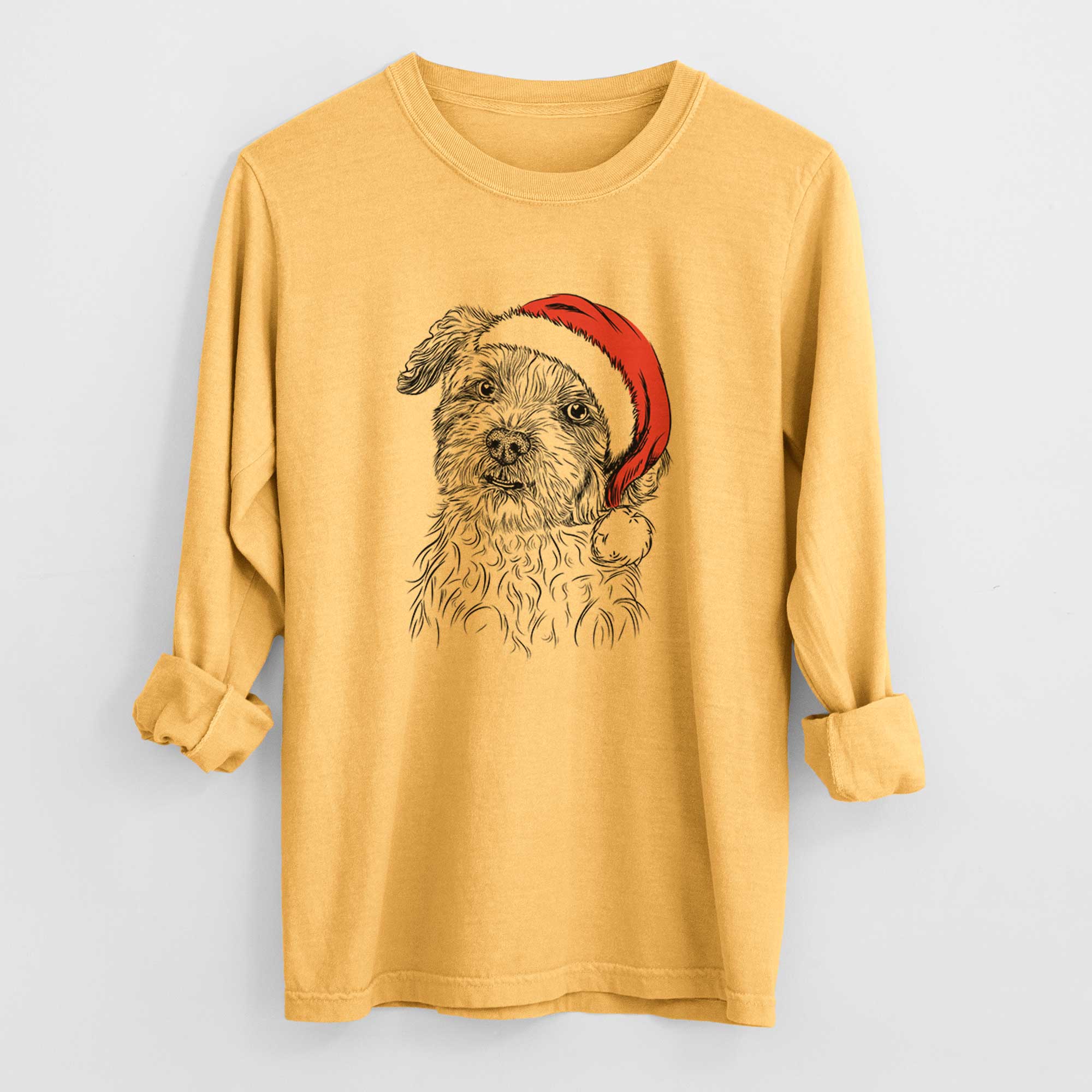 Santa Roxie the Schnauzer Shih Tzu Mix - Heavyweight 100% Cotton Long Sleeve