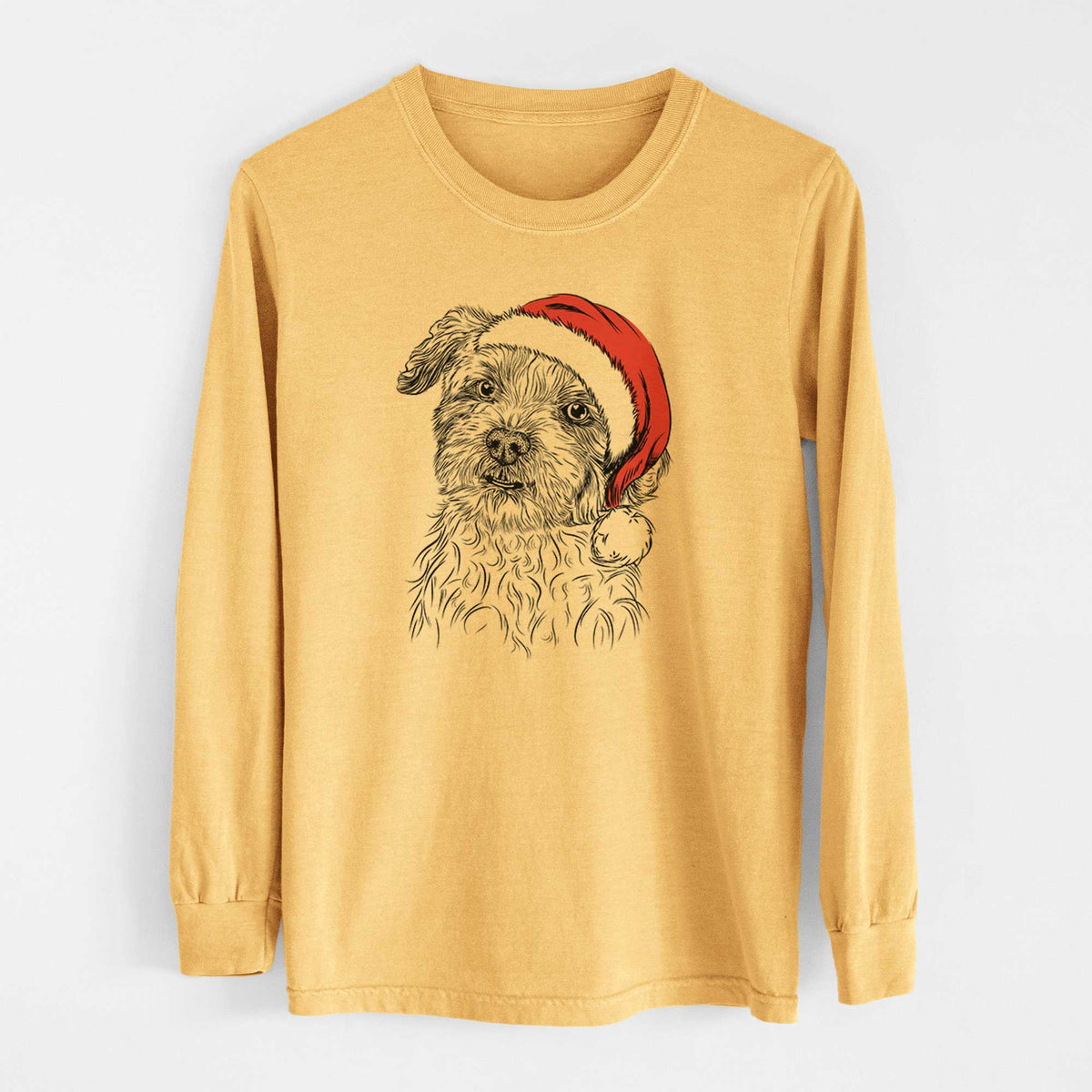 Santa Roxie the Schnauzer Shih Tzu Mix - Heavyweight 100% Cotton Long Sleeve