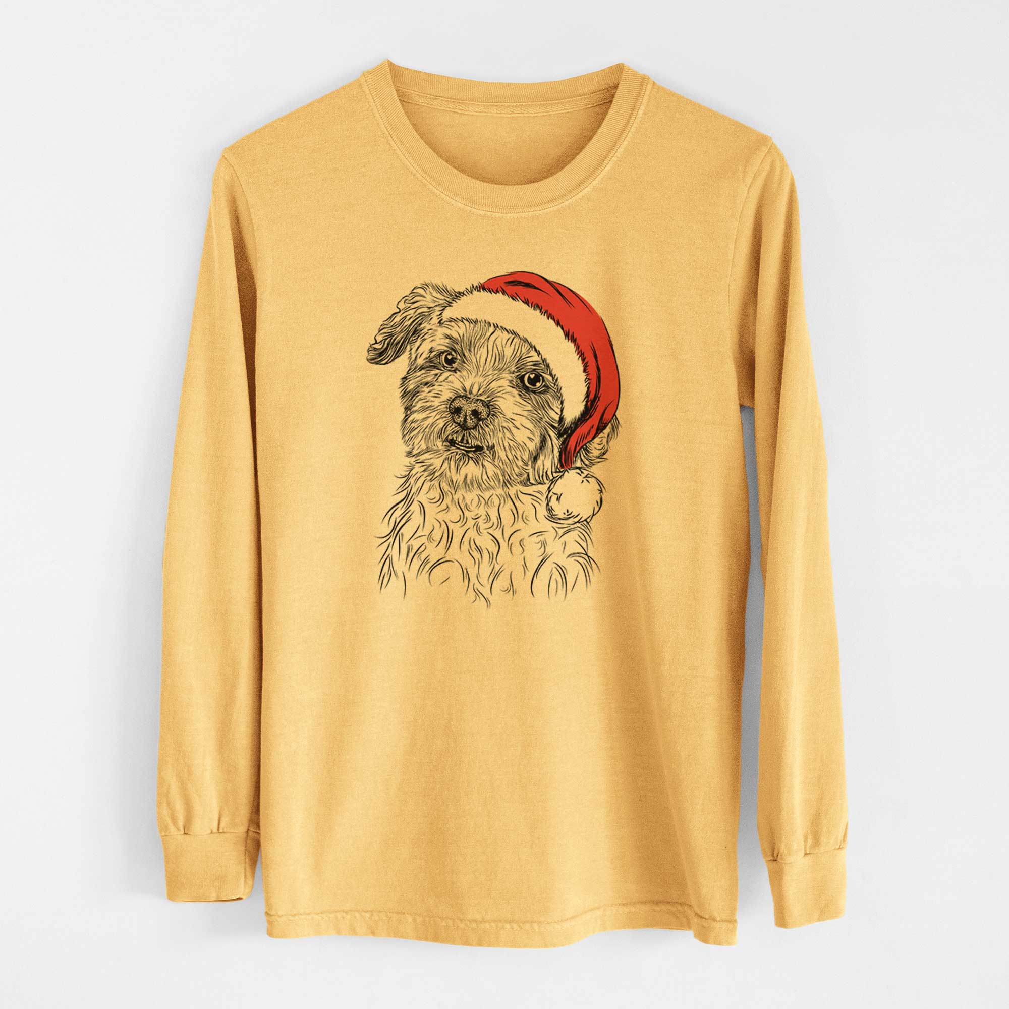 Santa Roxie the Schnauzer Shih Tzu Mix - Heavyweight 100% Cotton Long Sleeve