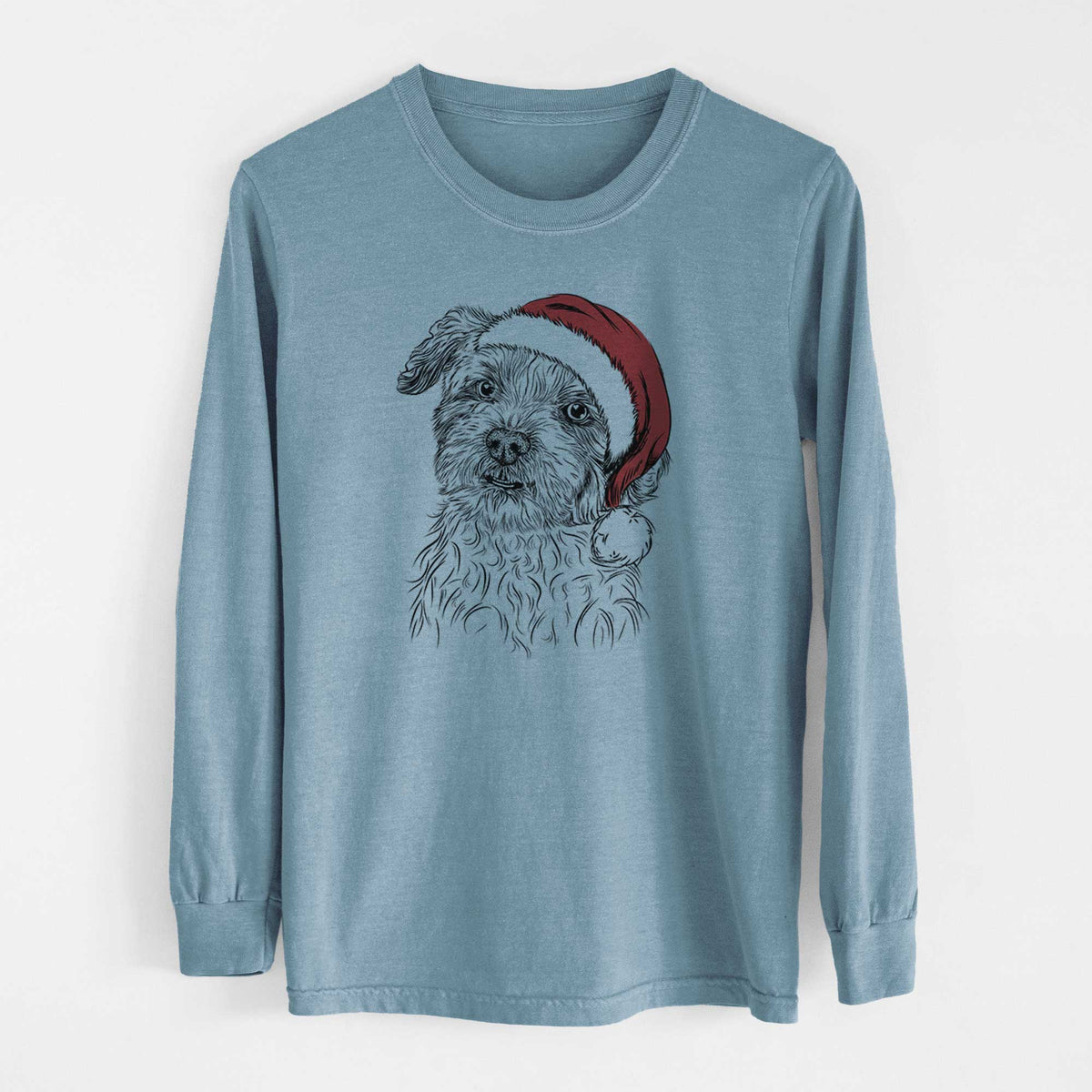 Santa Roxie the Schnauzer Shih Tzu Mix - Heavyweight 100% Cotton Long Sleeve