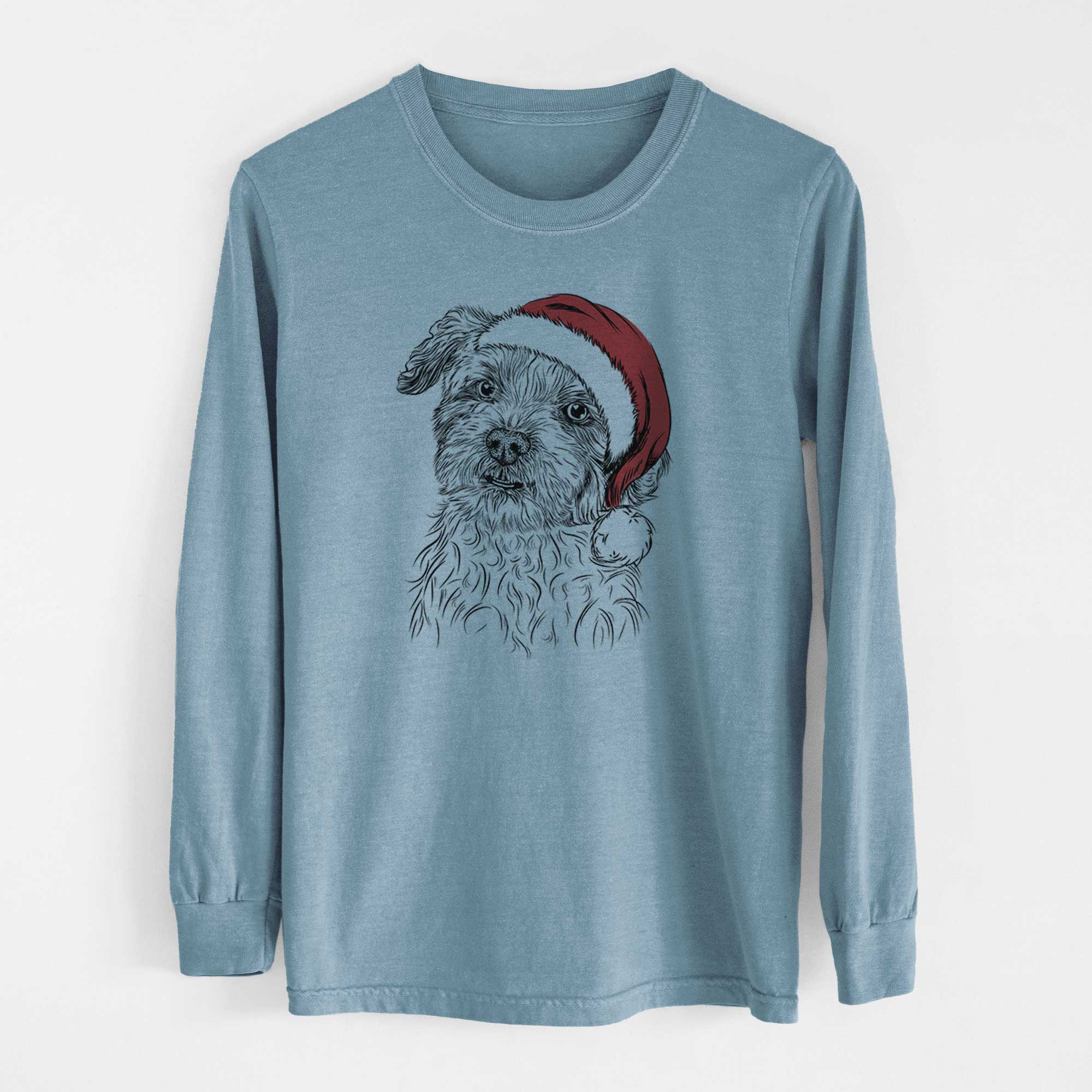 Santa Roxie the Schnauzer Shih Tzu Mix - Heavyweight 100% Cotton Long Sleeve