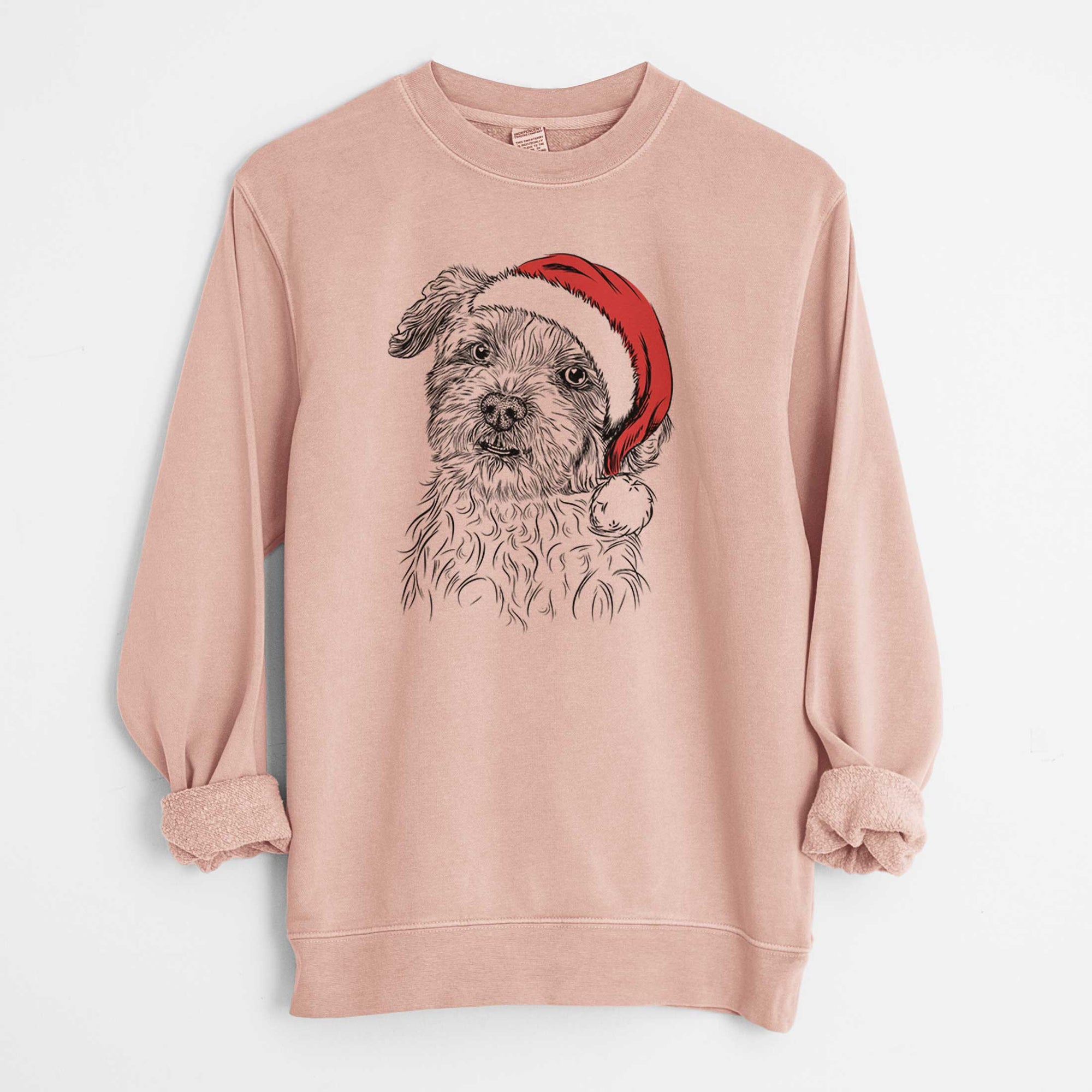 Santa Roxie the Schnauzer Shih Tzu Mix - Unisex Pigment Dyed Crew Sweatshirt