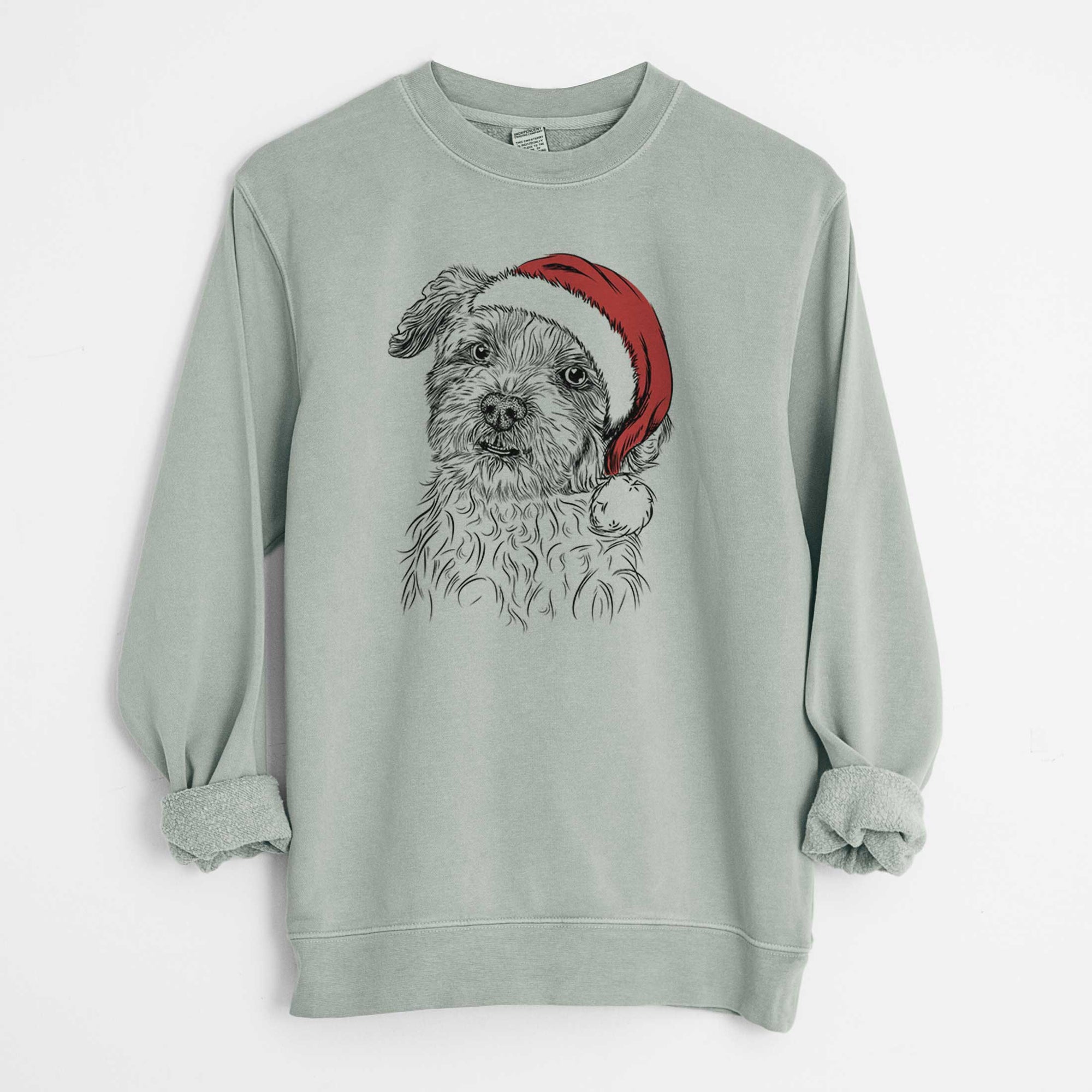 Santa Roxie the Schnauzer Shih Tzu Mix - Unisex Pigment Dyed Crew Sweatshirt