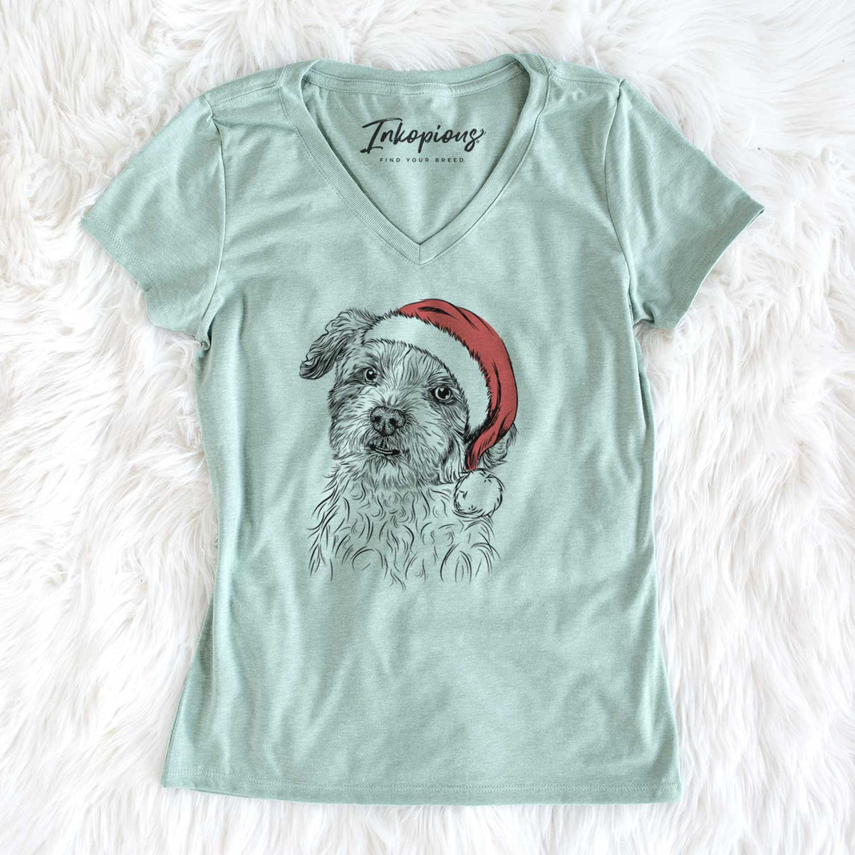 Santa Roxie the Schnauzer Shih Tzu Mix - Women's V-neck Shirt