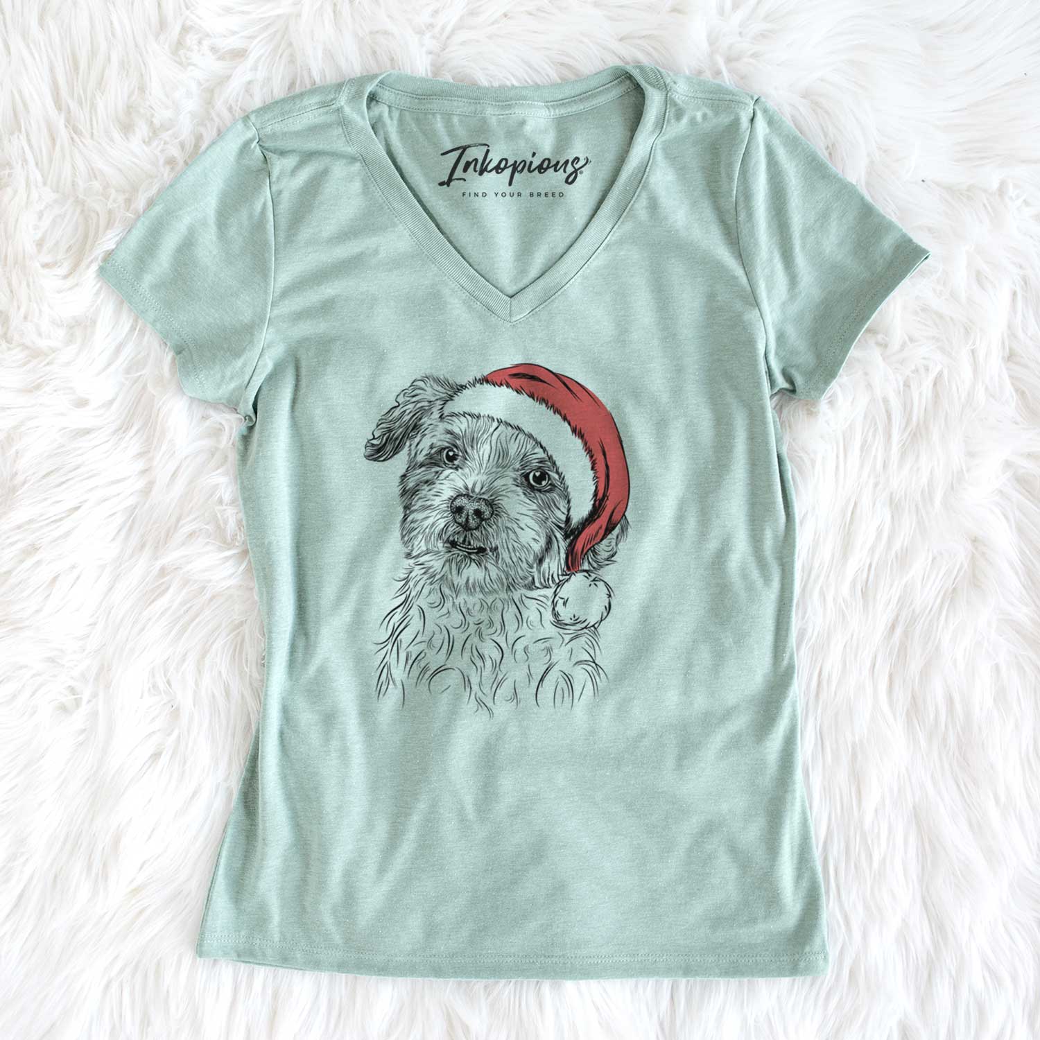 Santa Roxie the Schnauzer Shih Tzu Mix - Women's V-neck Shirt