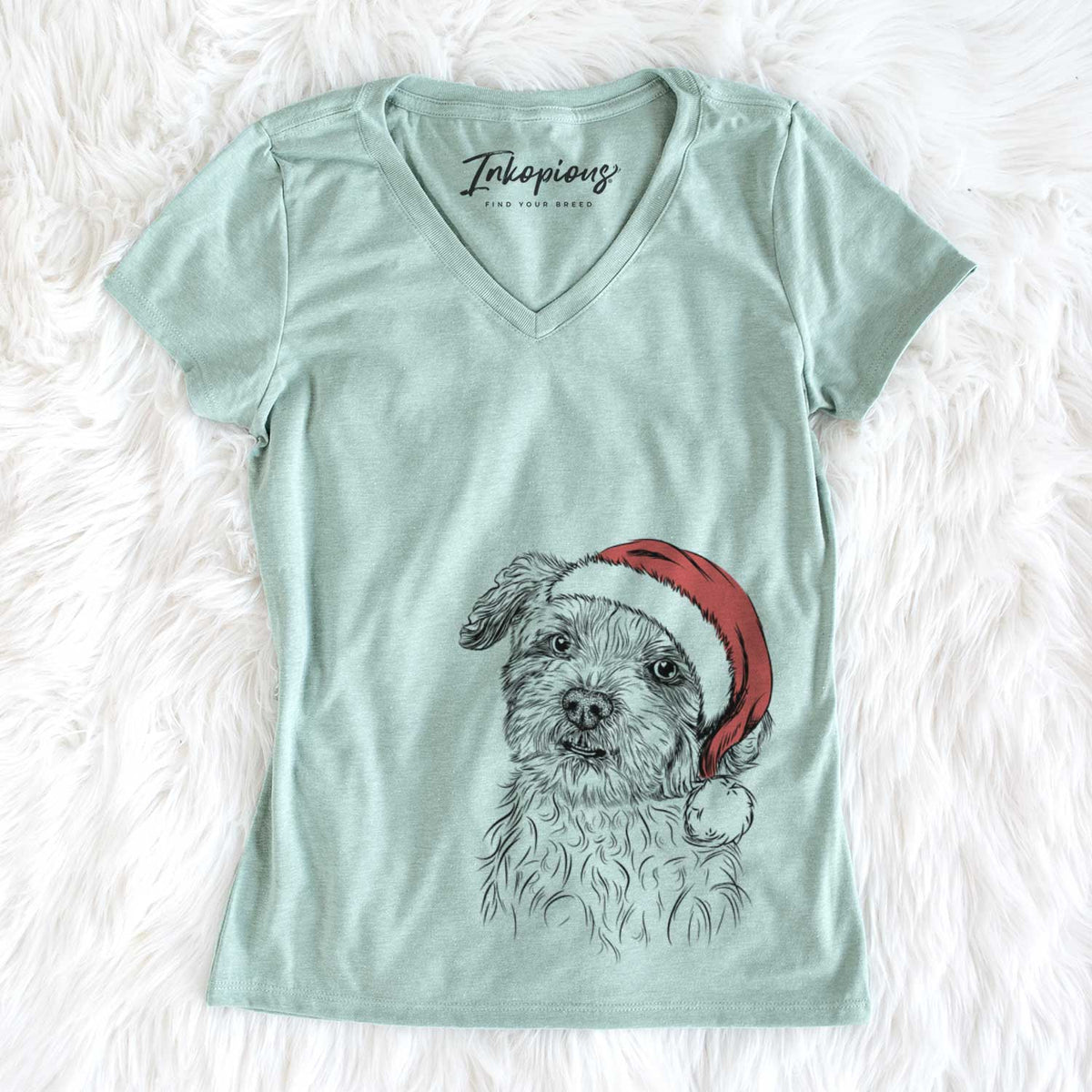Santa Roxie the Schnauzer Shih Tzu Mix - Women&#39;s V-neck Shirt