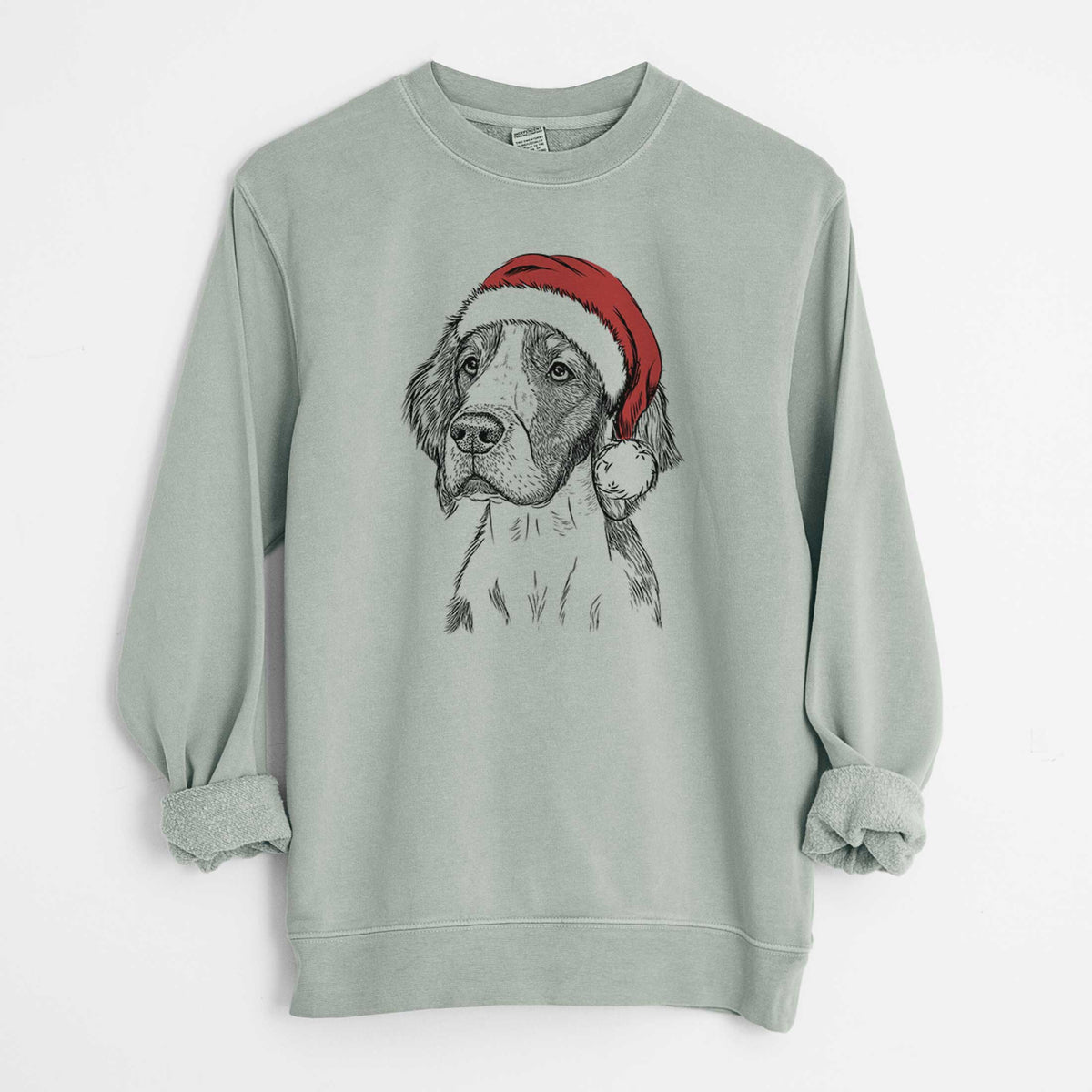 Santa Roxy the Welsh Springer Spaniel - Unisex Pigment Dyed Crew Sweatshirt