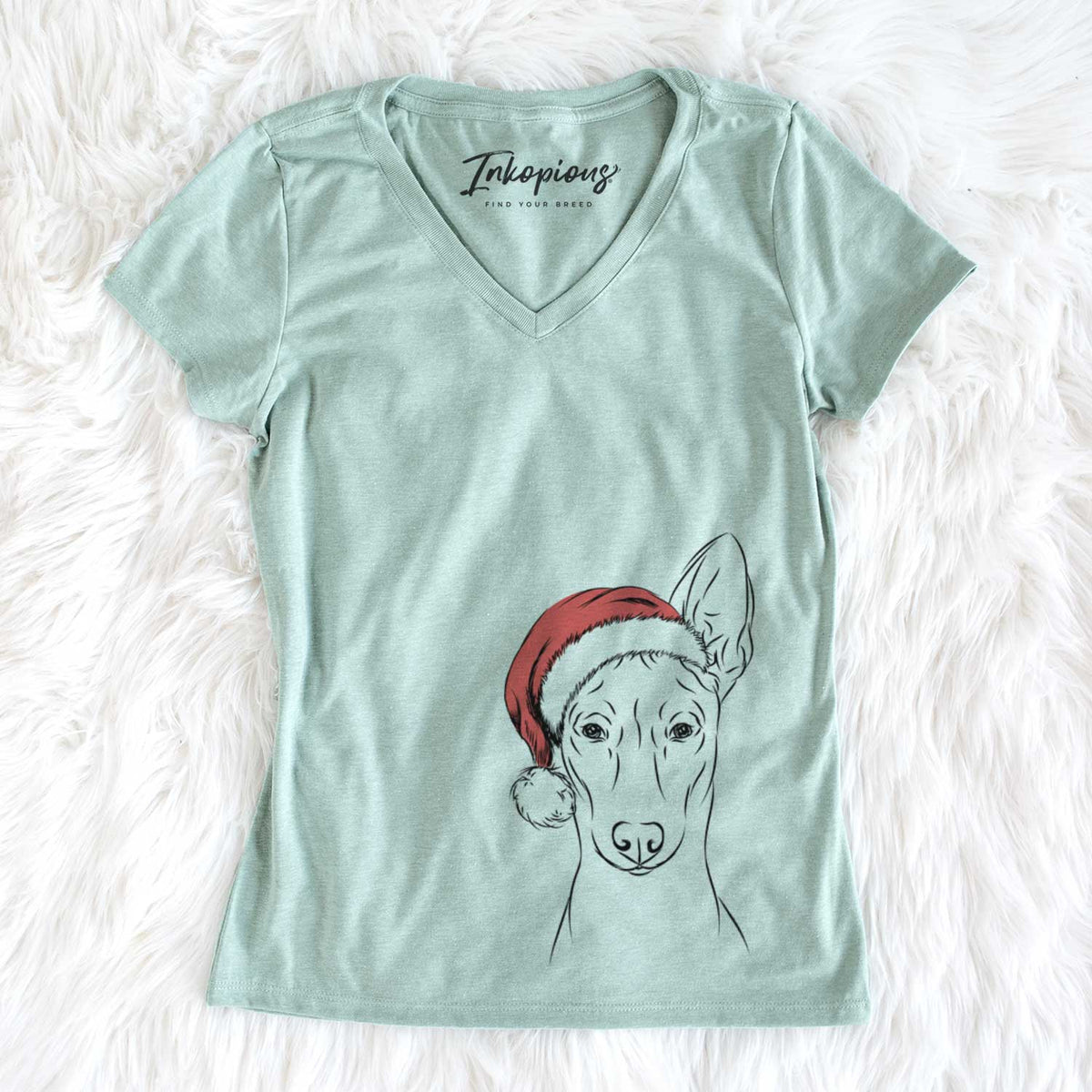 Santa Ruadh the Pharaoh Hound - Women&#39;s V-neck Shirt