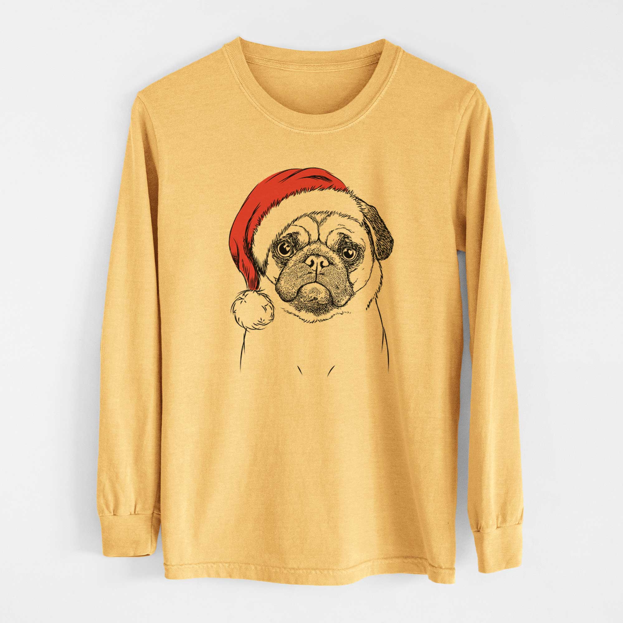 Santa Ruby the Pug - Heavyweight 100% Cotton Long Sleeve