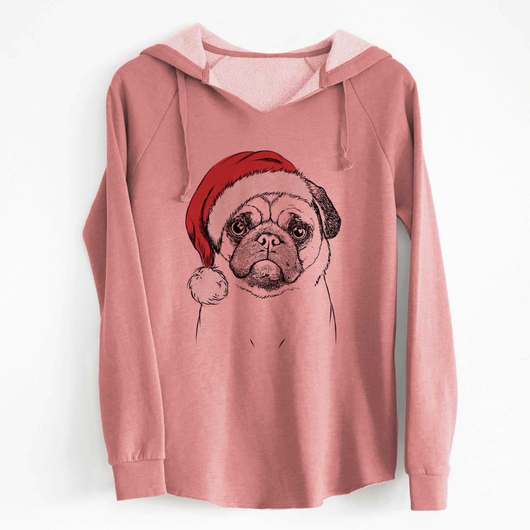 Santa Ruby the Pug - Cali Wave Hooded Sweatshirt