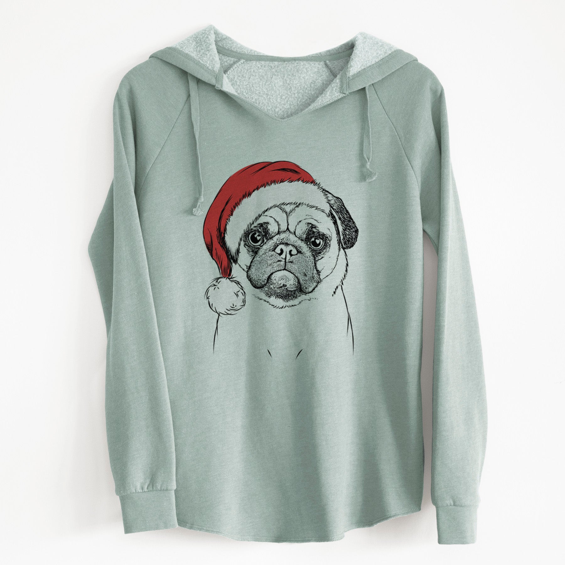 Santa Ruby the Pug - Cali Wave Hooded Sweatshirt