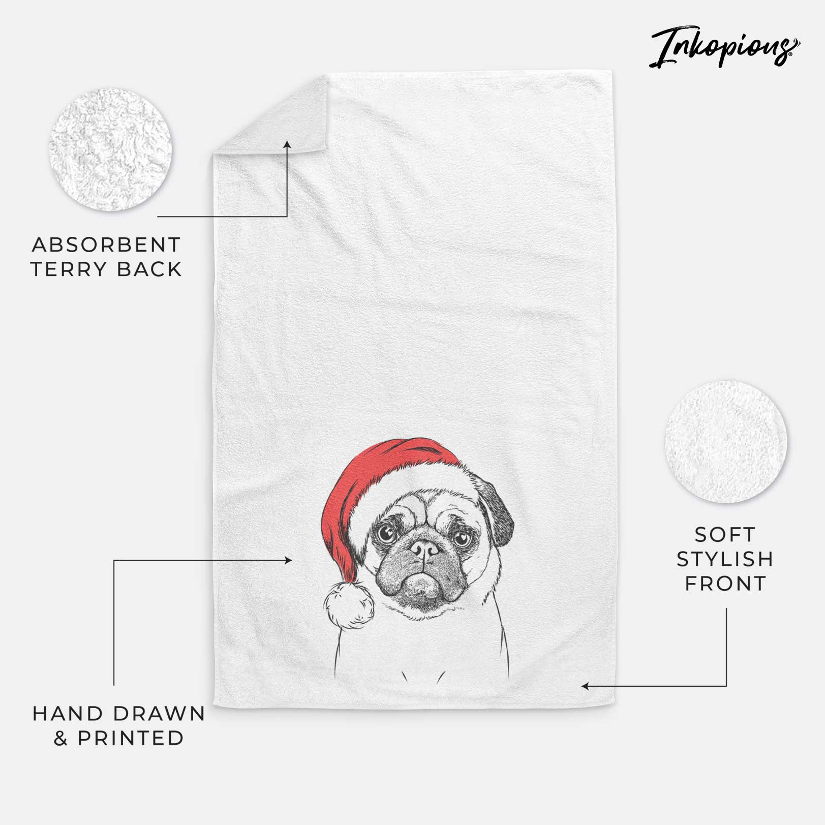 Ruby the Pug Decorative Hand Towel