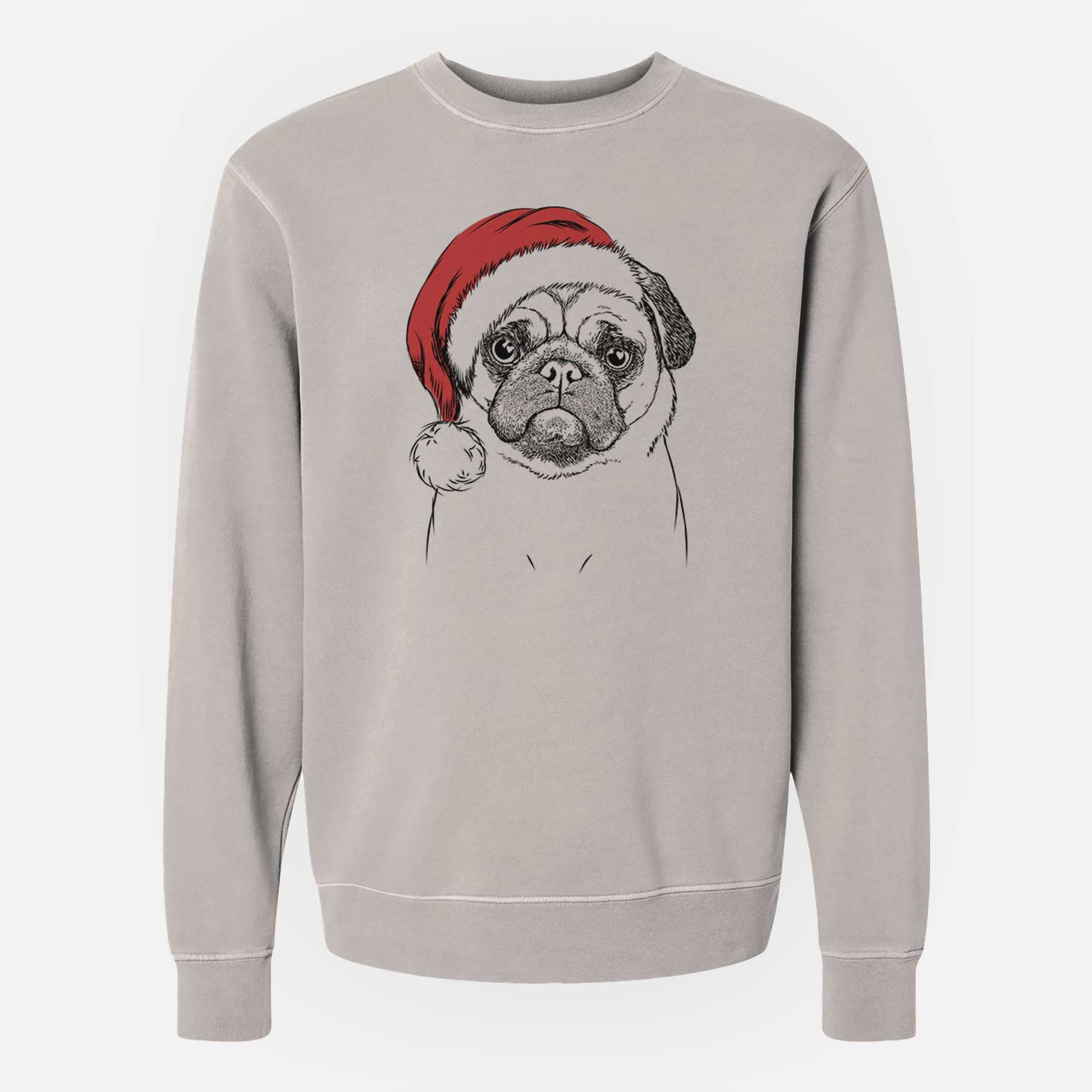 Santa Ruby the Pug - Unisex Pigment Dyed Crew Sweatshirt