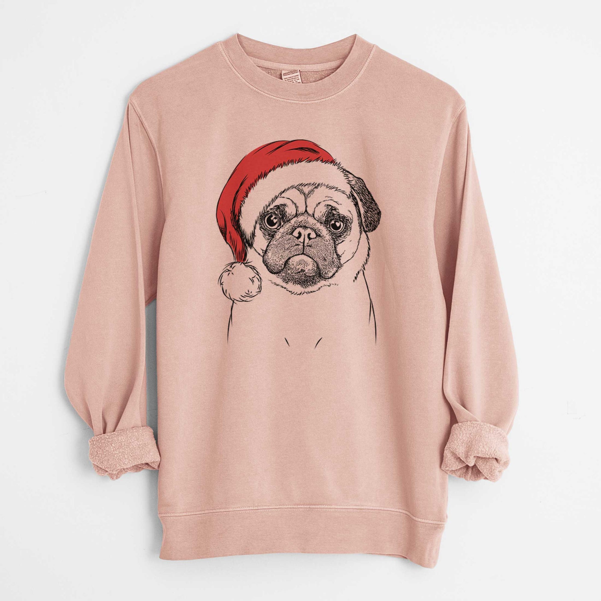 Santa Ruby the Pug - Unisex Pigment Dyed Crew Sweatshirt