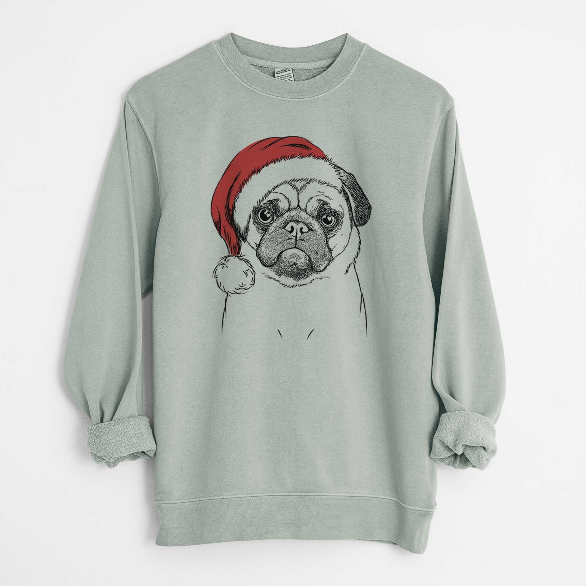 Santa Ruby the Pug - Unisex Pigment Dyed Crew Sweatshirt