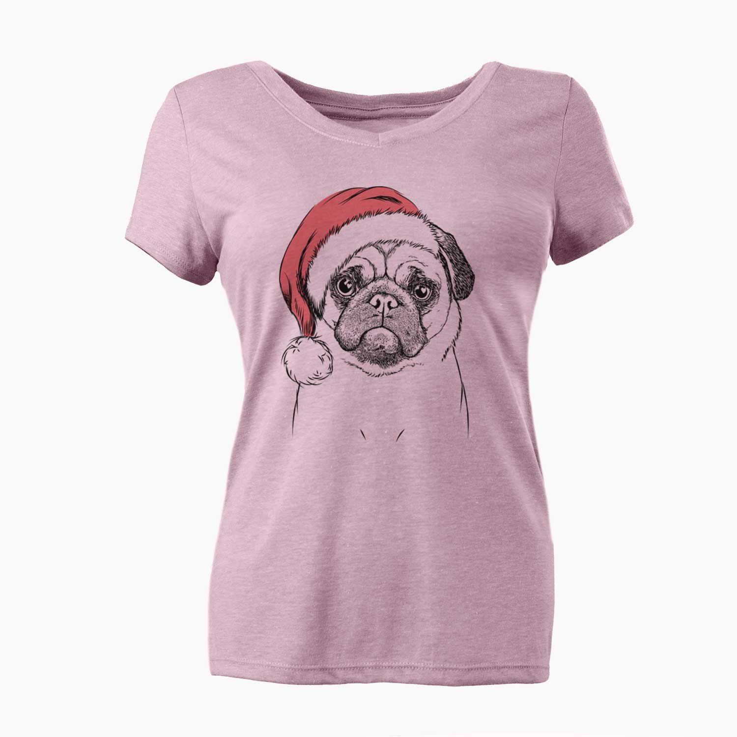 Santa Ruby the Pug - Women's V-neck Shirt