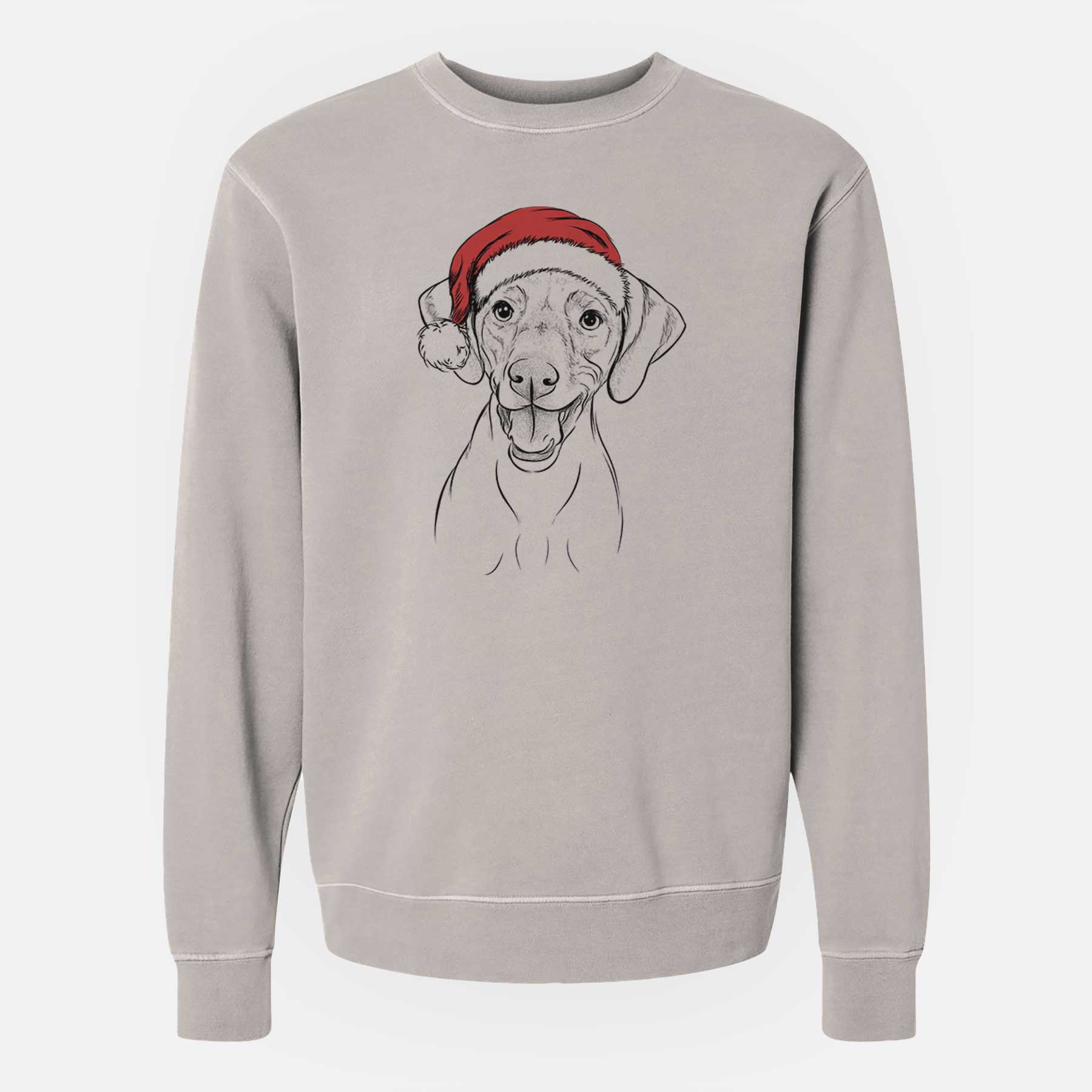 Santa Ruby the Vizsla - Unisex Pigment Dyed Crew Sweatshirt