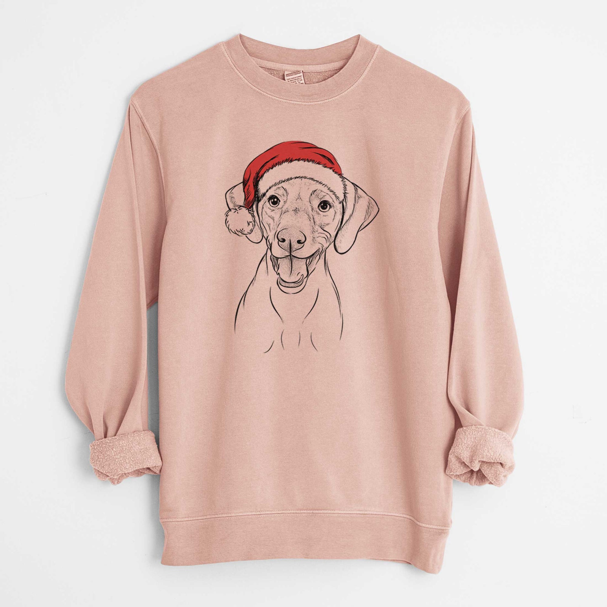 Santa Ruby the Vizsla - Unisex Pigment Dyed Crew Sweatshirt