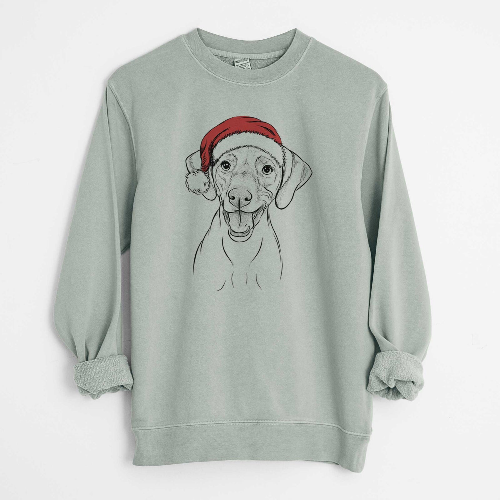 Santa Ruby the Vizsla - Unisex Pigment Dyed Crew Sweatshirt