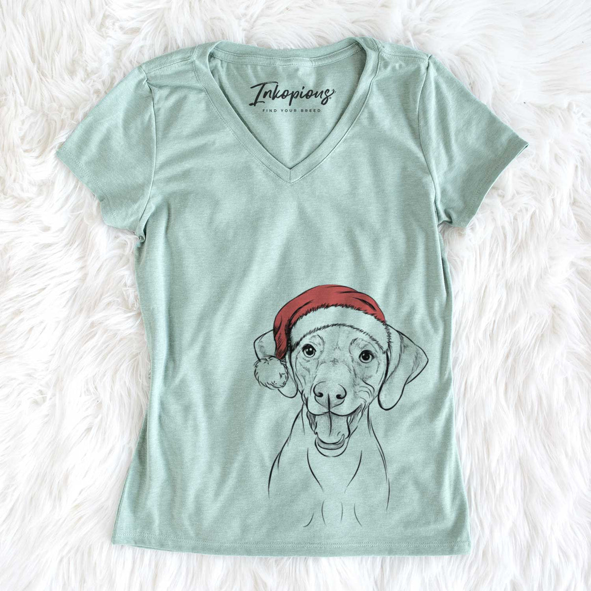 Santa Ruby the Vizsla - Women&#39;s V-neck Shirt