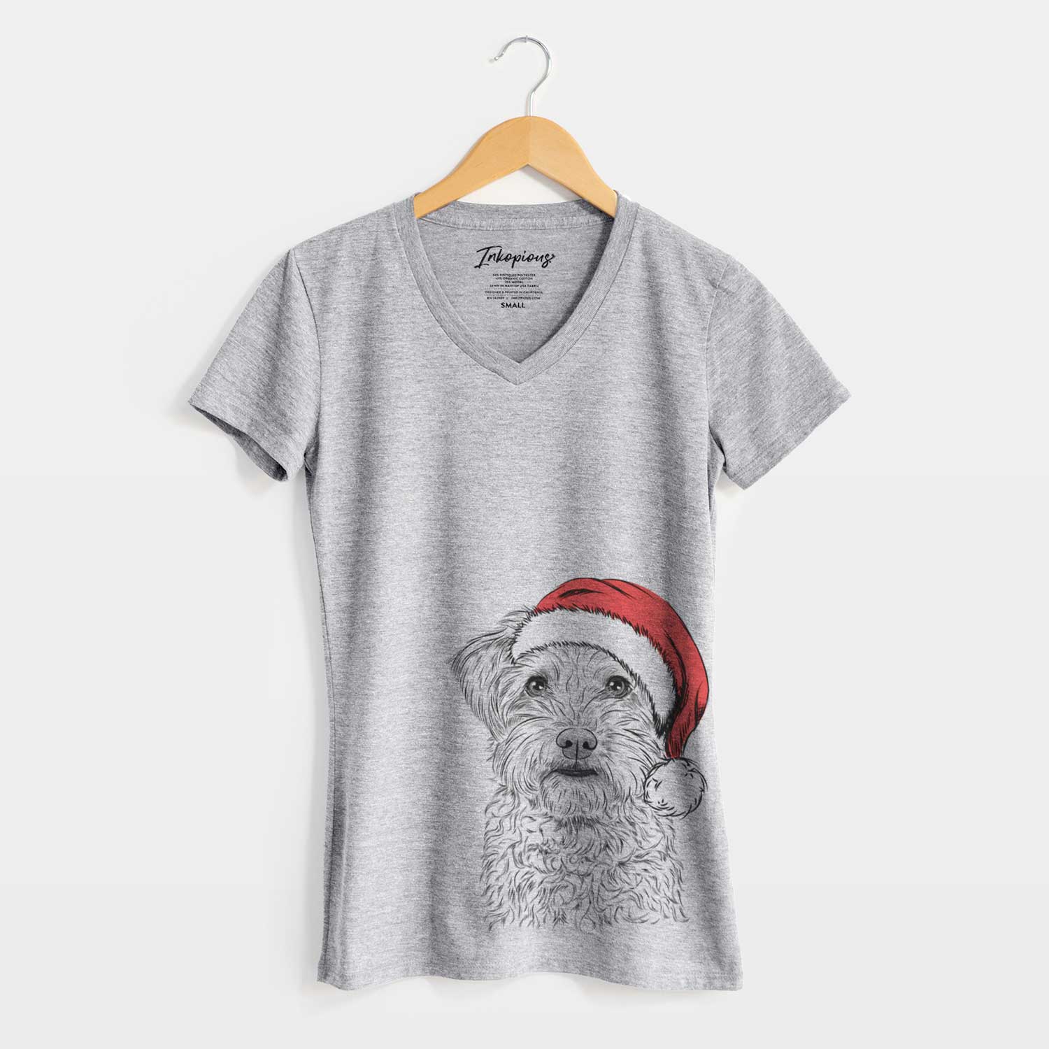 Santa Rudy the Schnoodle - Women's V-neck Shirt