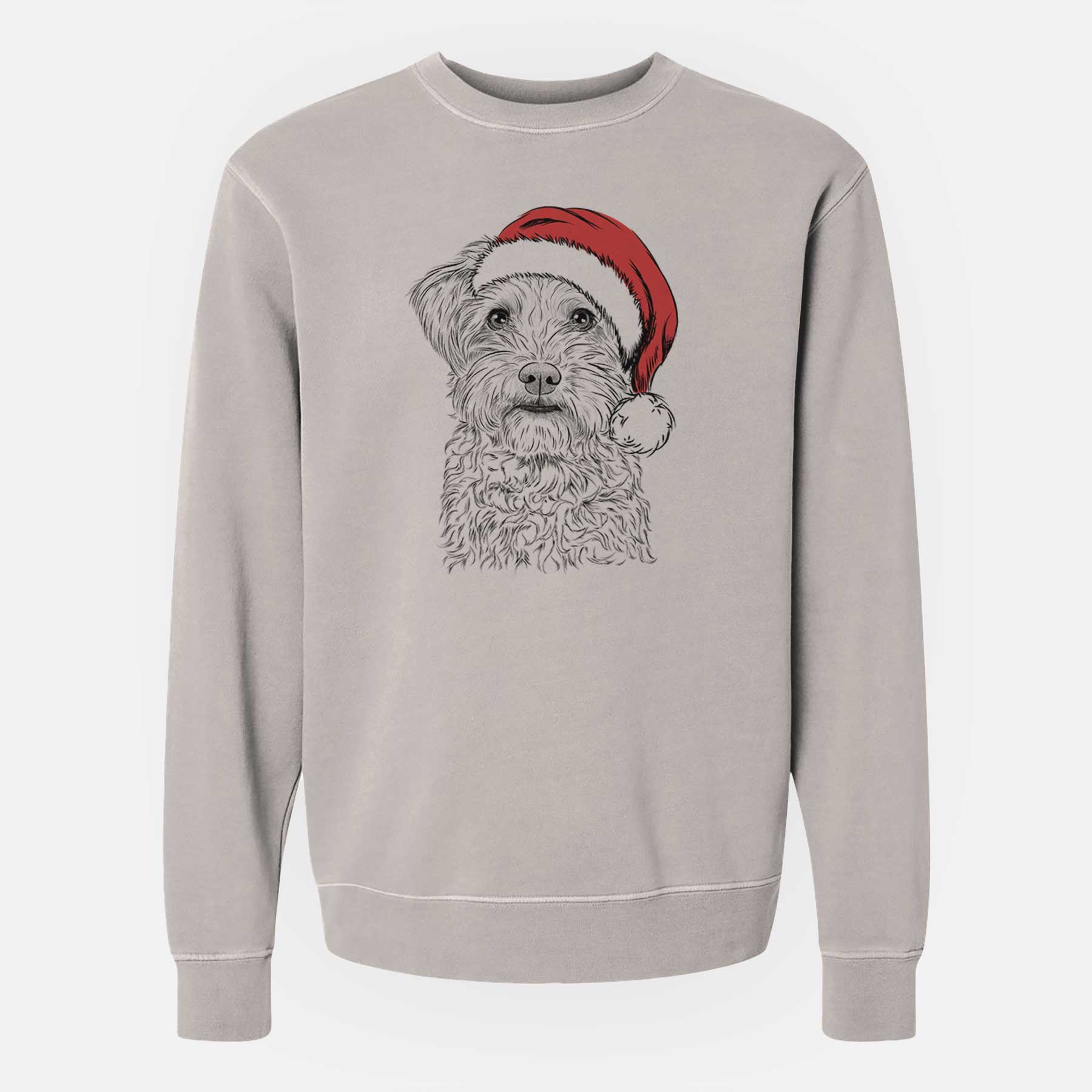 Santa Rudy the Schnoodle - Unisex Pigment Dyed Crew Sweatshirt