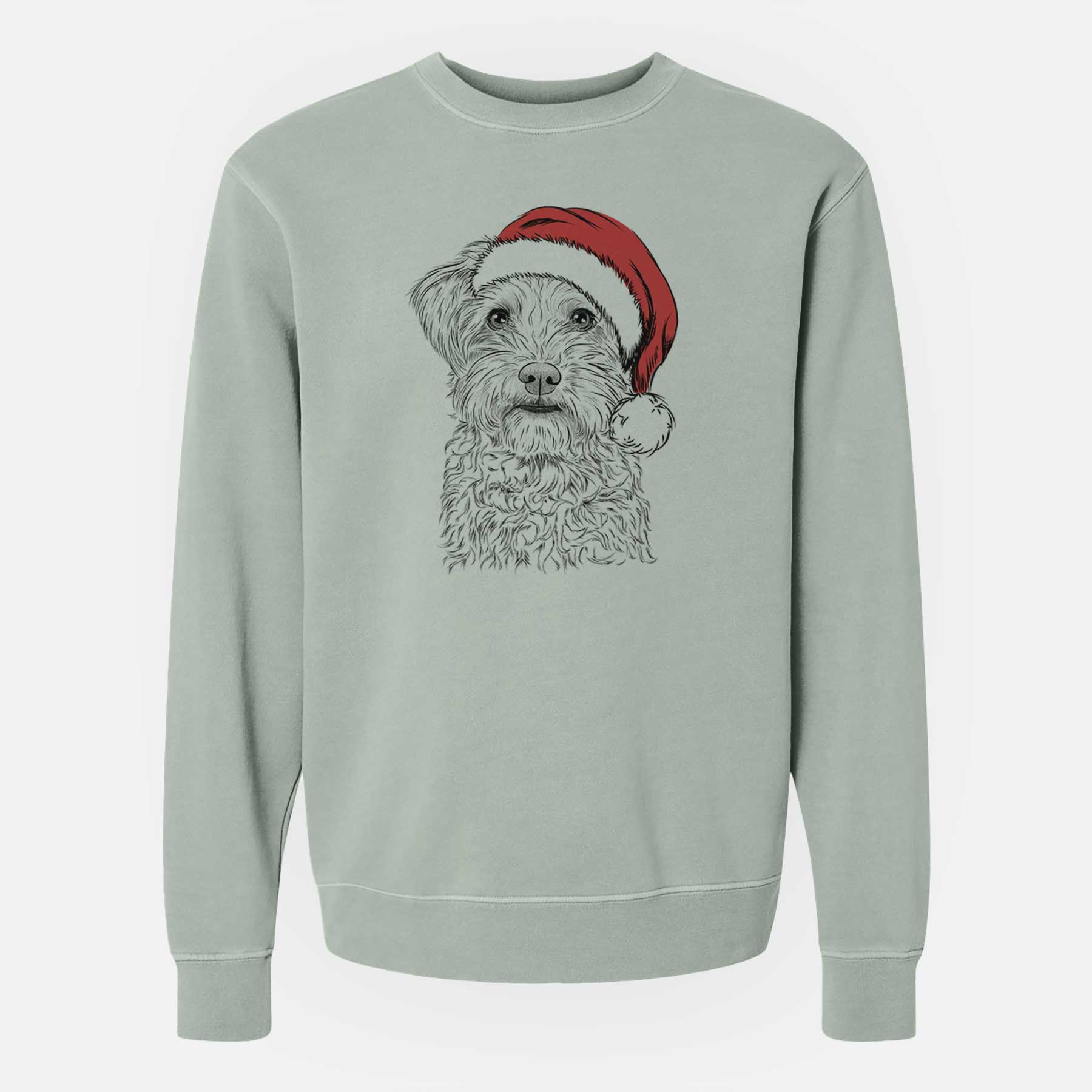 Santa Rudy the Schnoodle - Unisex Pigment Dyed Crew Sweatshirt