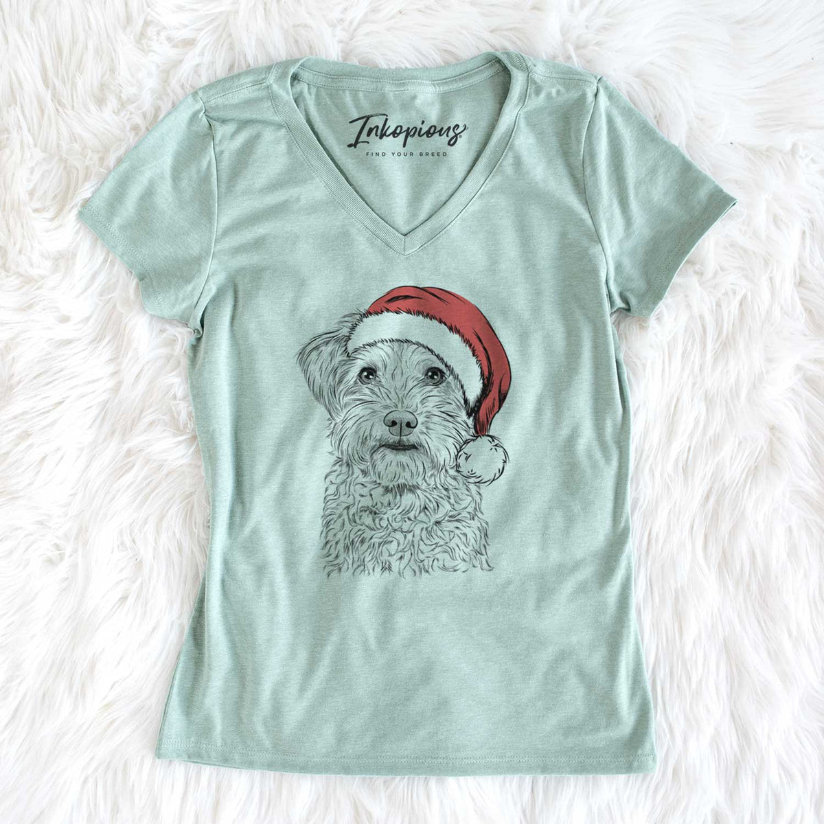 Santa Rudy the Schnoodle - Women's V-neck Shirt