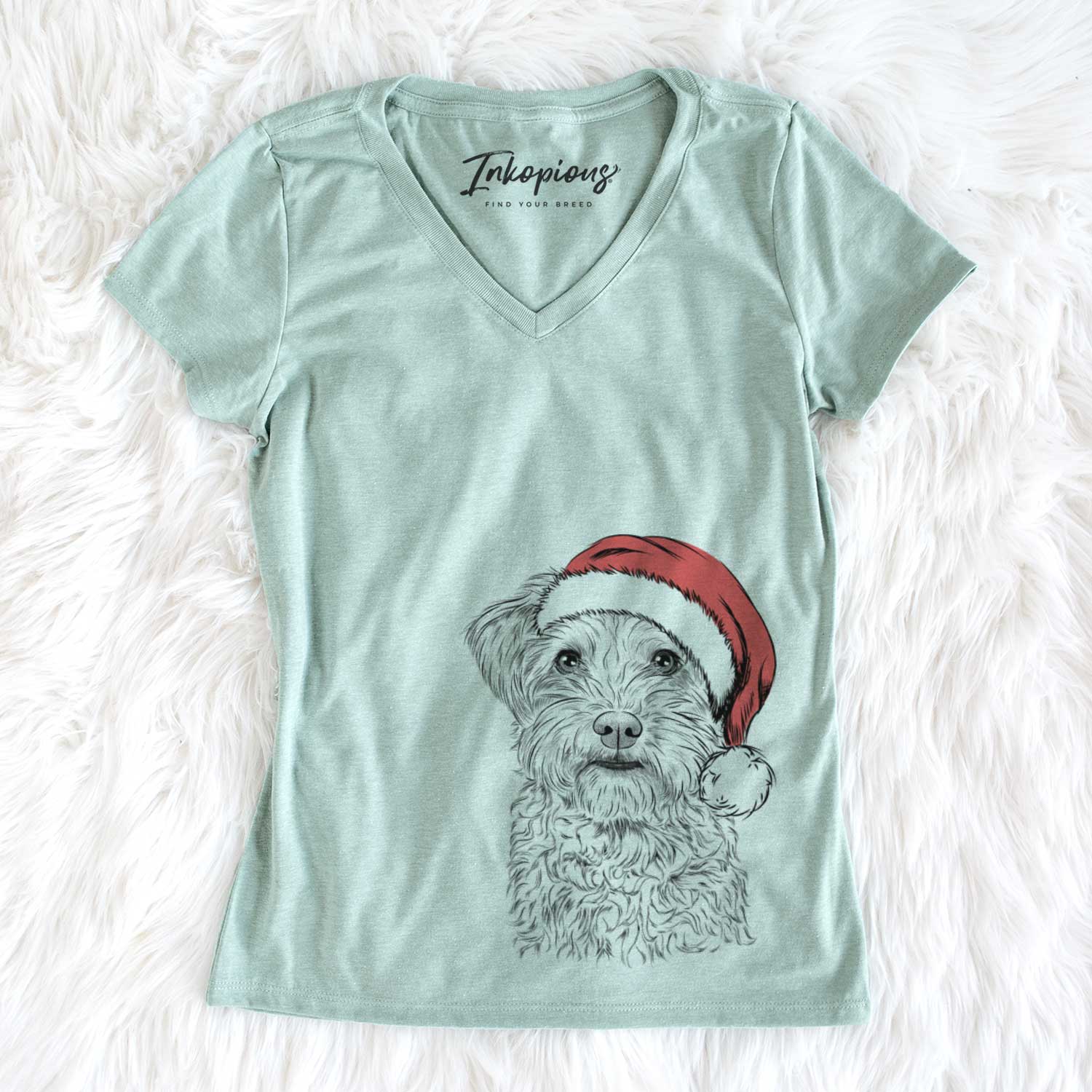 Santa Rudy the Schnoodle - Women's V-neck Shirt