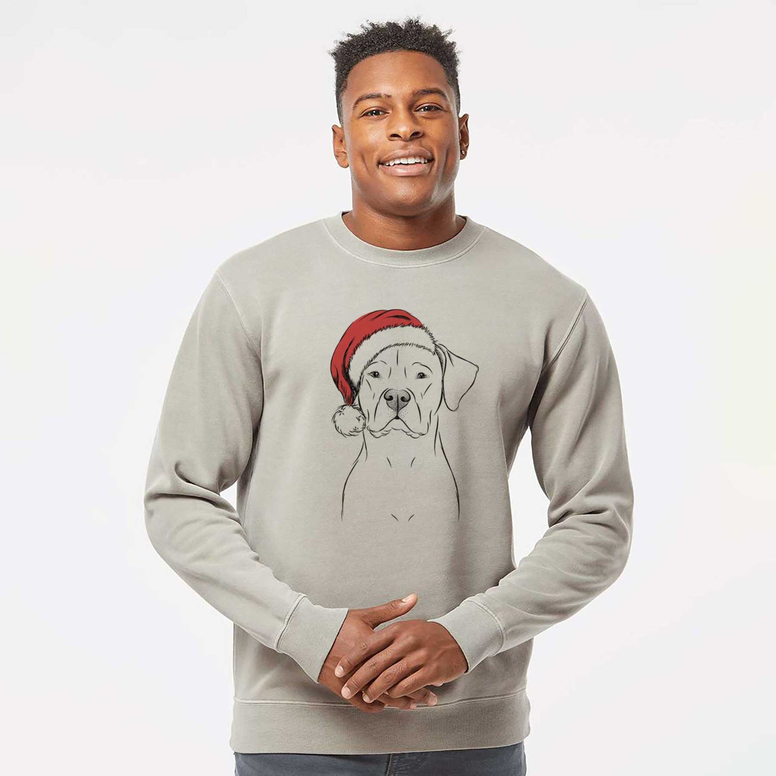 Santa Rufio the Dogo Argentino - Unisex Pigment Dyed Crew Sweatshirt