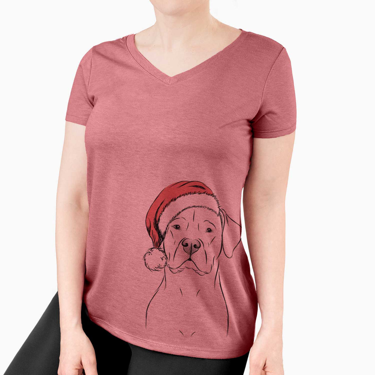Santa Rufio the Dogo Argentino - Women's V-neck Shirt