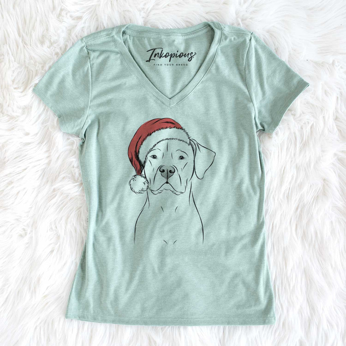 Santa Rufio the Dogo Argentino - Women's V-neck Shirt