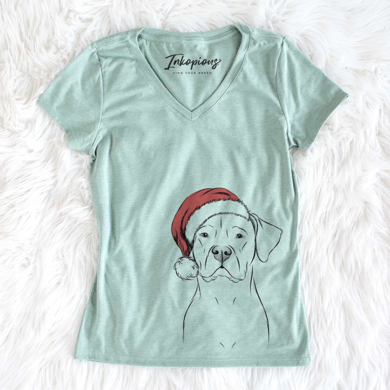 Santa Rufio the Dogo Argentino - Women's V-neck Shirt