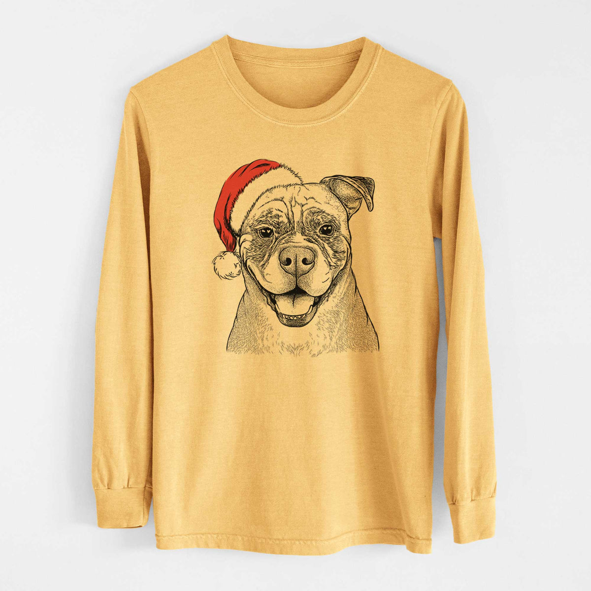 Santa Rufus the American Bulldog - Heavyweight 100% Cotton Long Sleeve