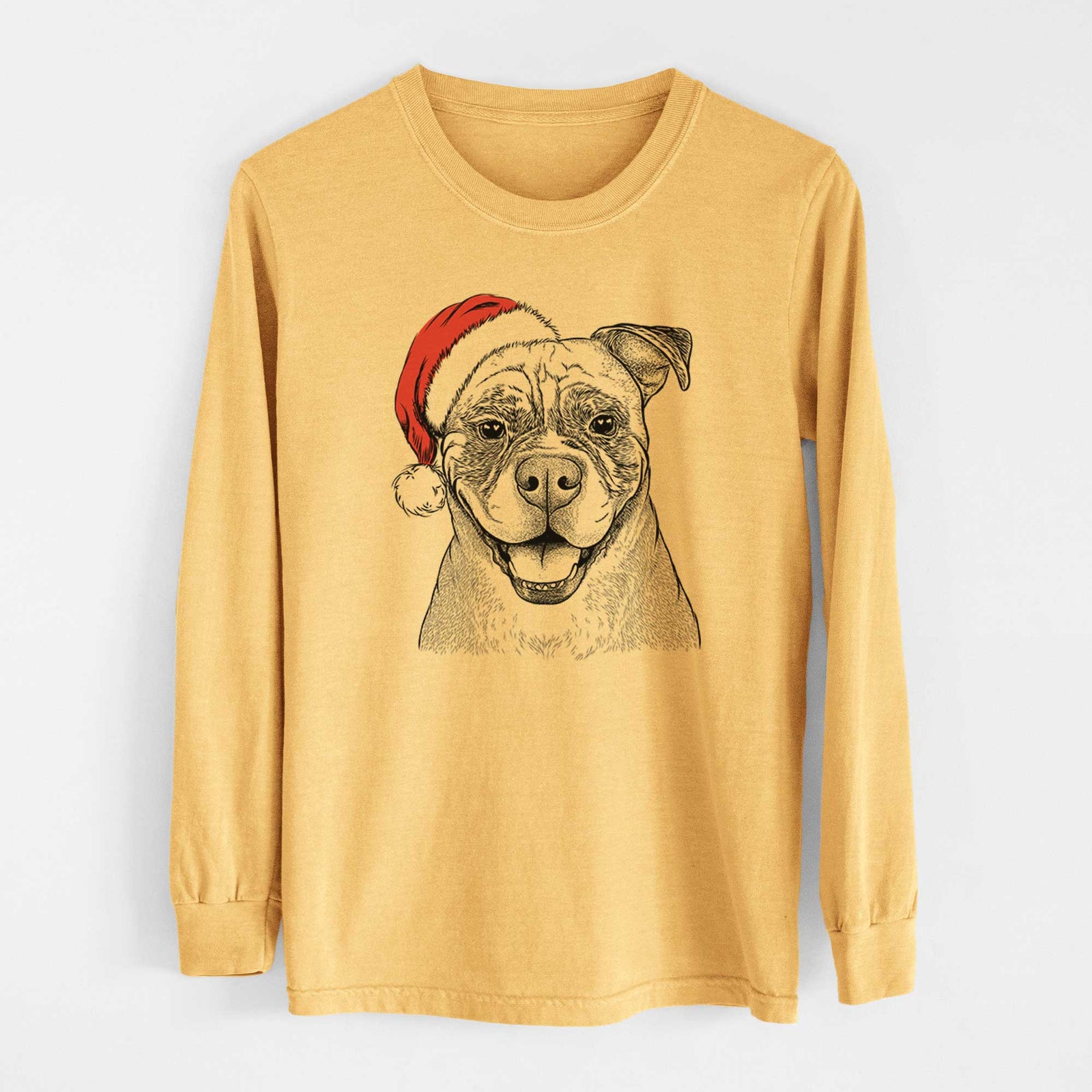 Santa Rufus the American Bulldog - Heavyweight 100% Cotton Long Sleeve