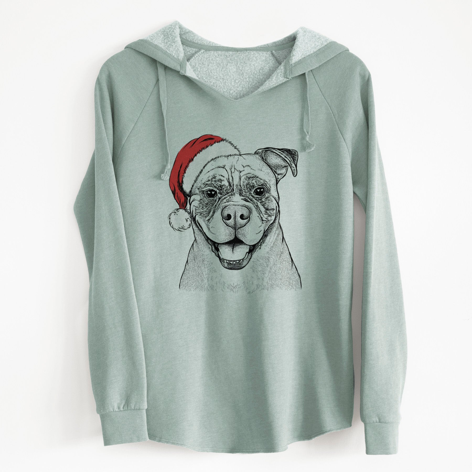 Santa Rufus the American Bulldog - Cali Wave Hooded Sweatshirt