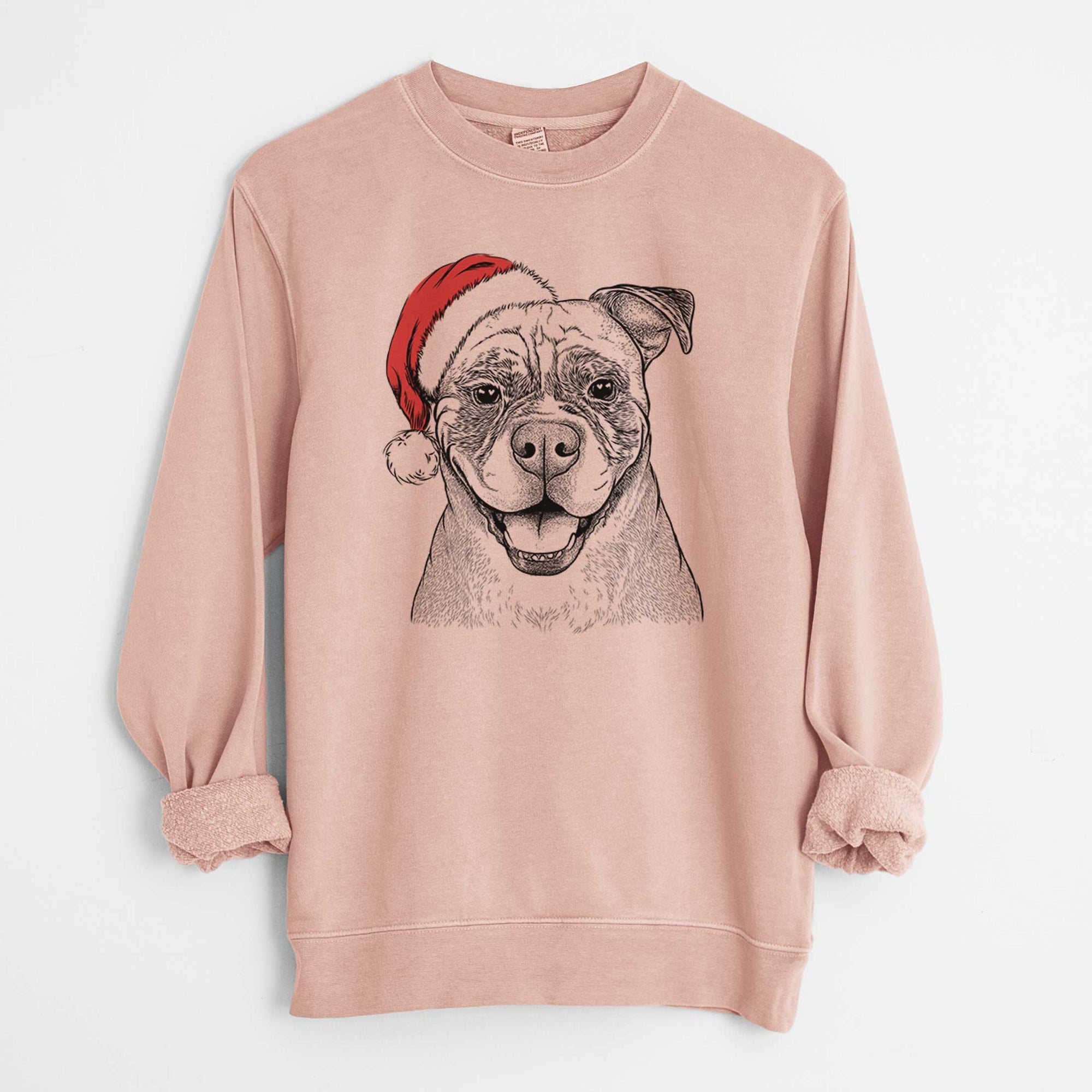 Santa Rufus the American Bulldog - Unisex Pigment Dyed Crew Sweatshirt