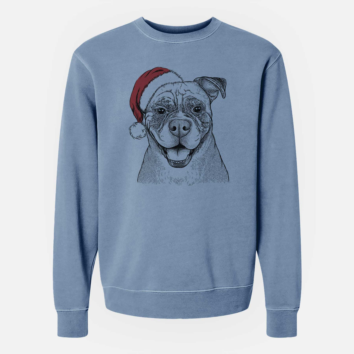 Santa Rufus the American Bulldog - Unisex Pigment Dyed Crew Sweatshirt