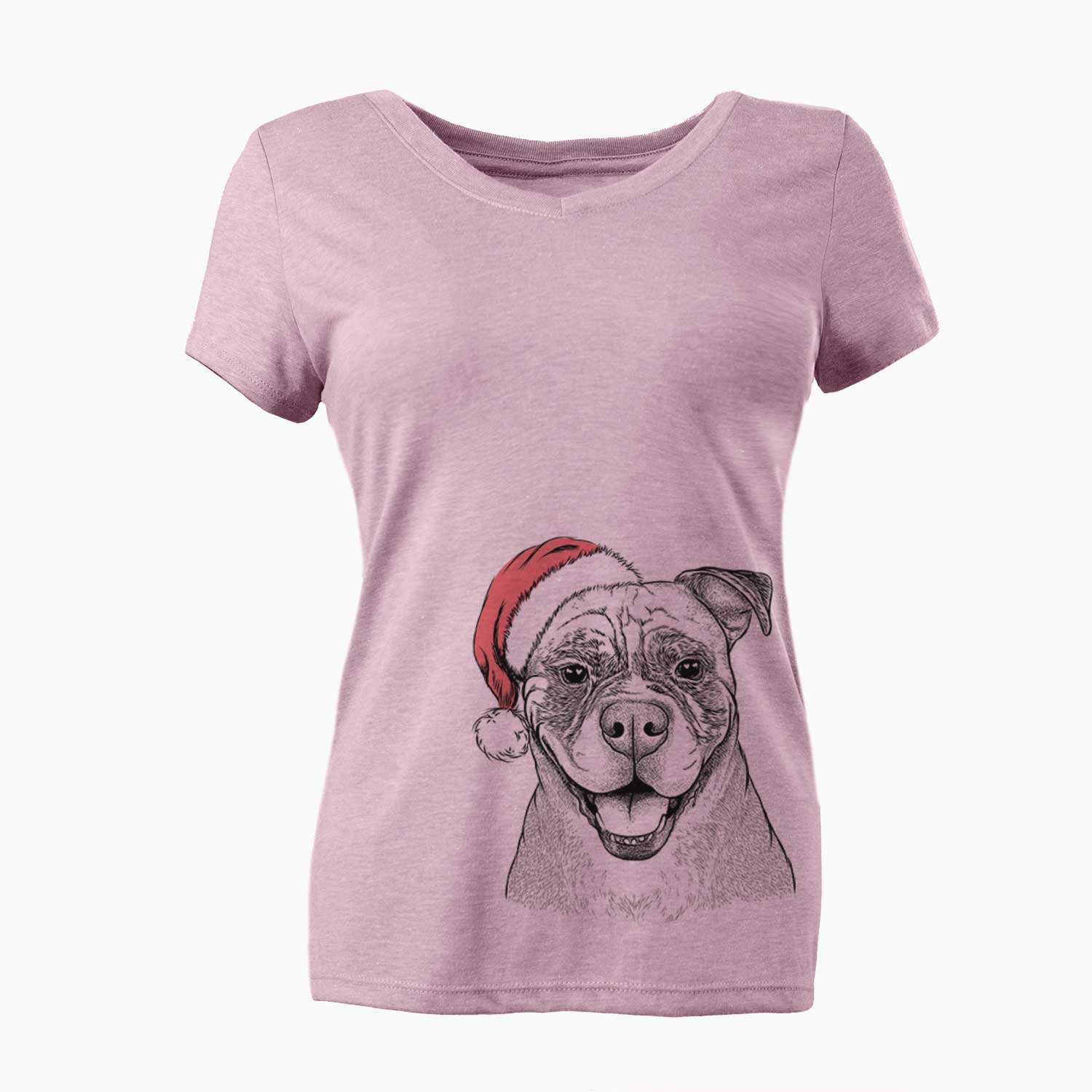 Santa Rufus the American Bulldog - Women's V-neck Shirt